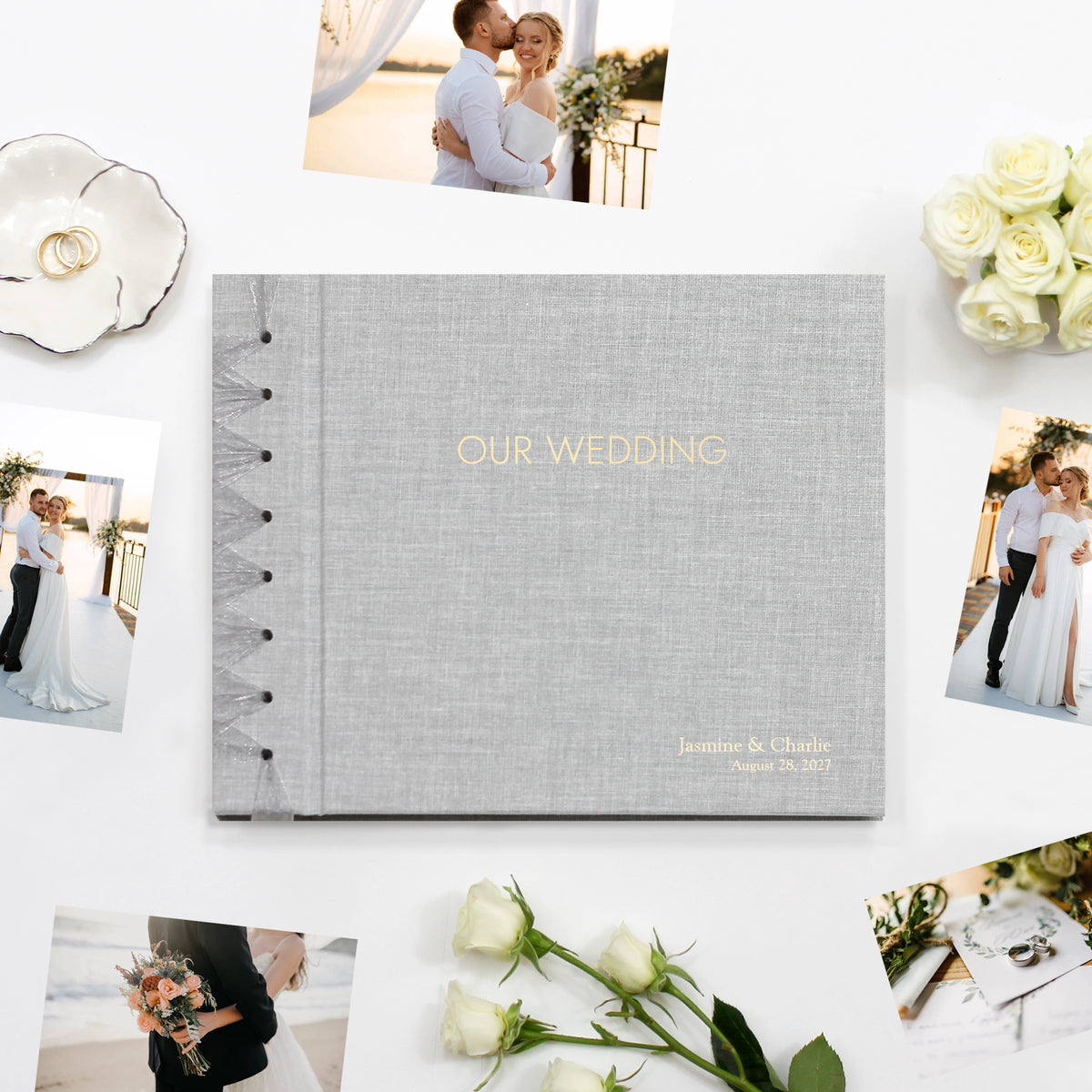 Wedding Album 9 x 12 | Light Gray Linen Cover