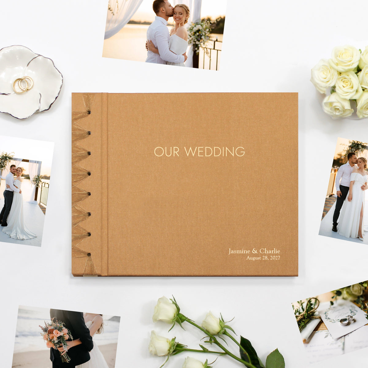 Wedding Album 9 x 12 | Antique Gold Silk Cover