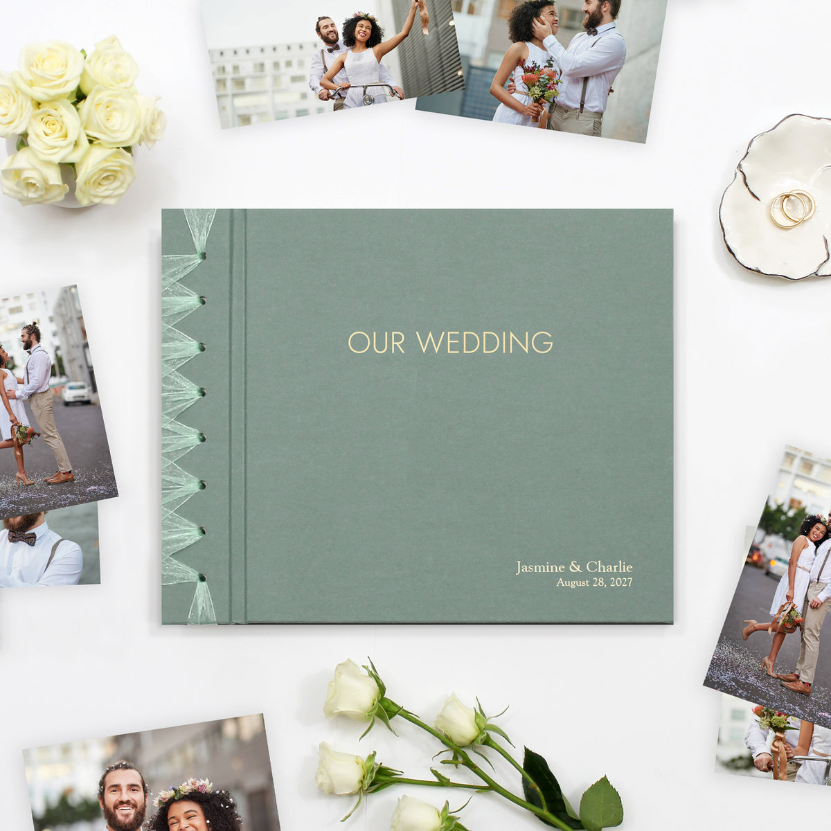 Wedding Album 9 x 12 | Jade Green Cotton Cover