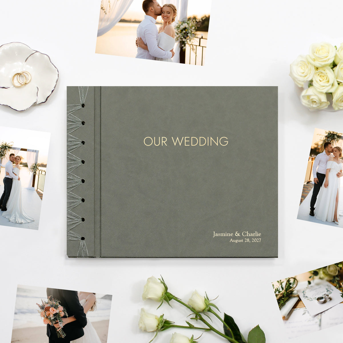 Wedding Album 9 x 12 | Moss Green Vegan Leather