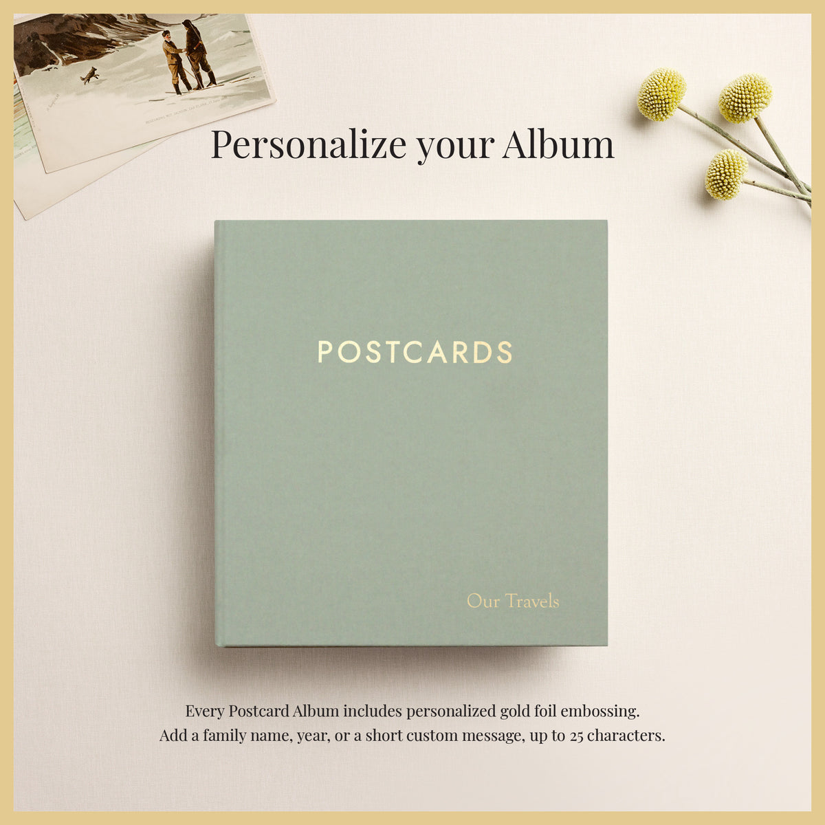The Medium Postcard Album | Sage Green Cotton