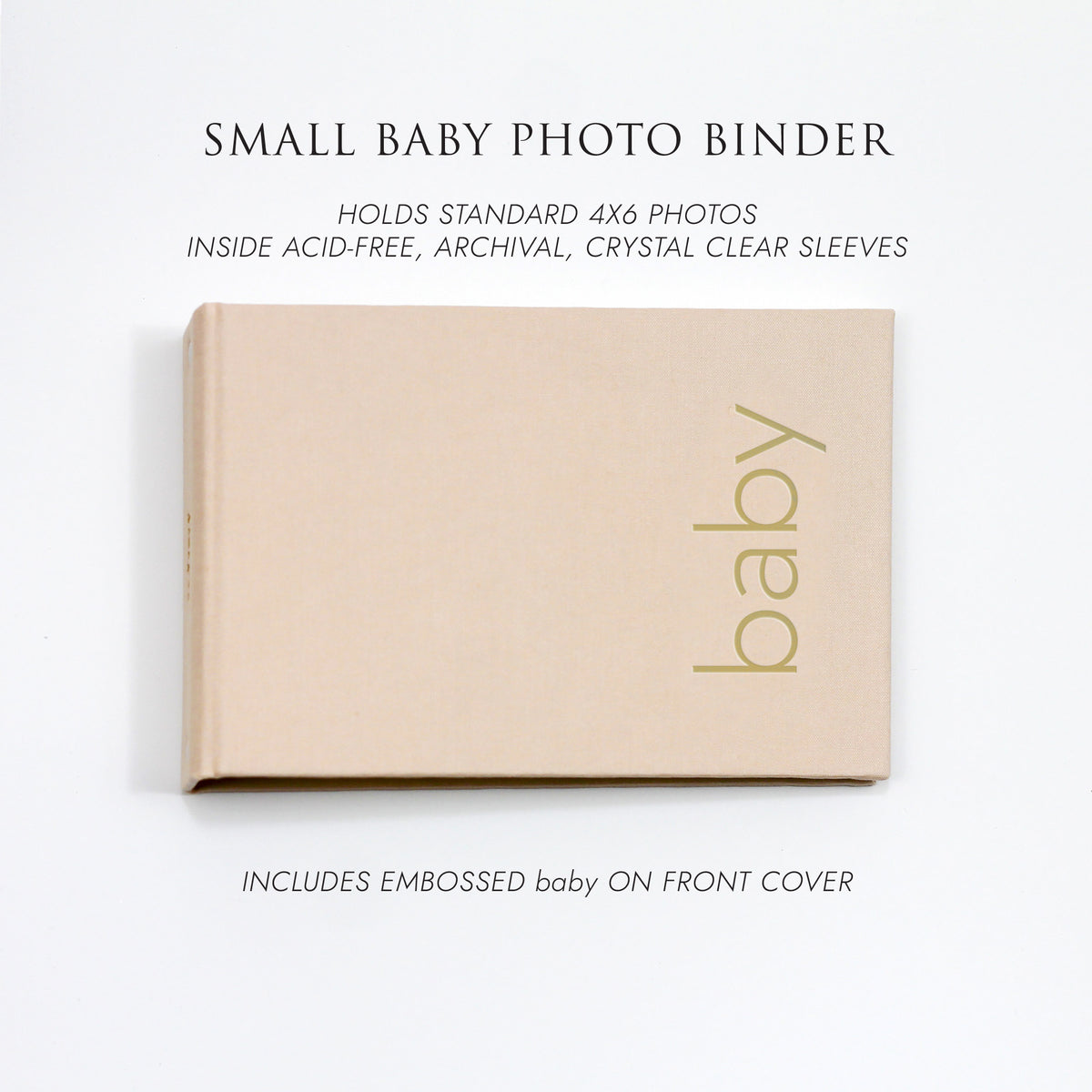 Small Baby Photo Binder | for 4x6 Photos | with Ballet Pink Cotton | Includes BABY Title On Cover