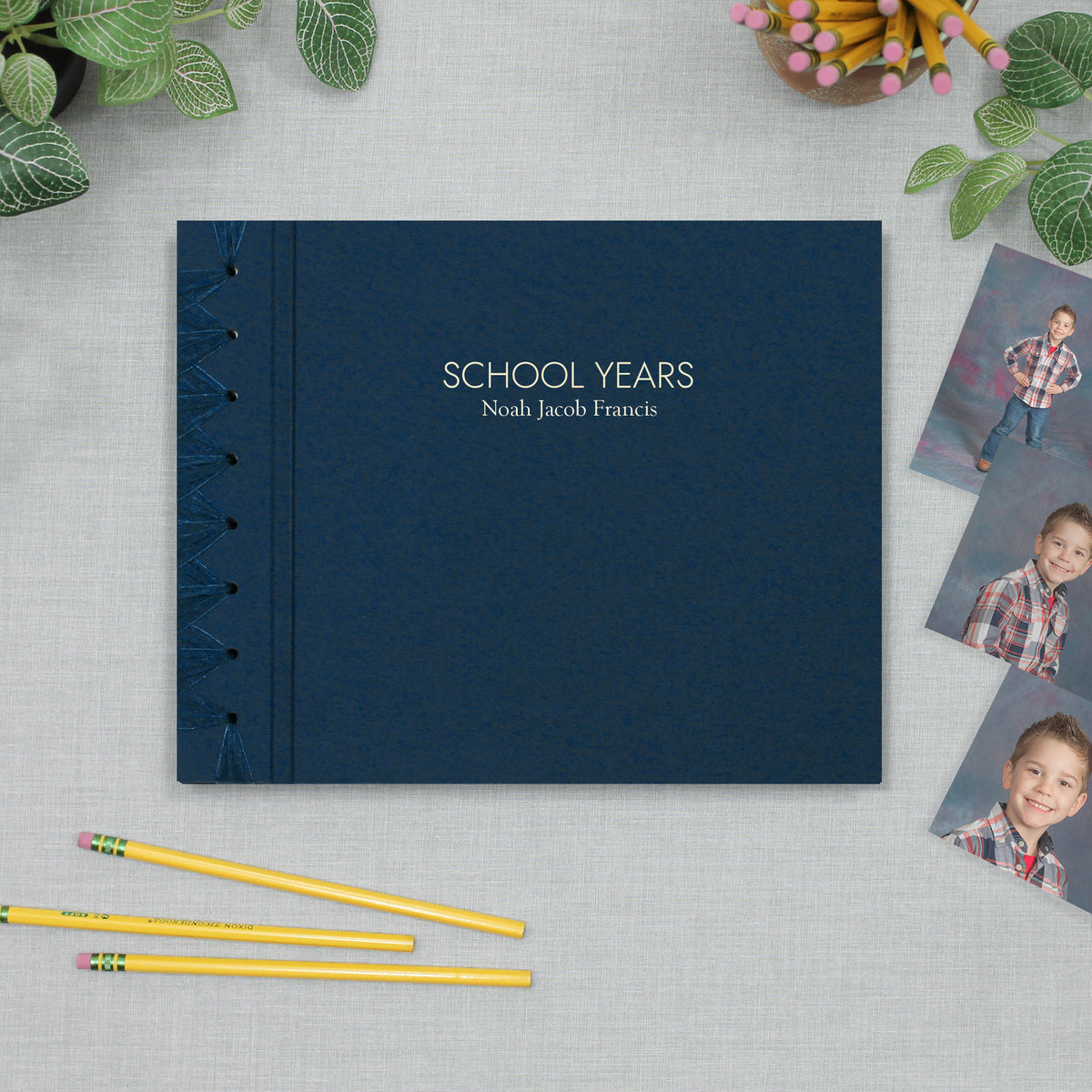 School Years Memory Album with Navy Blue Cotton Cover