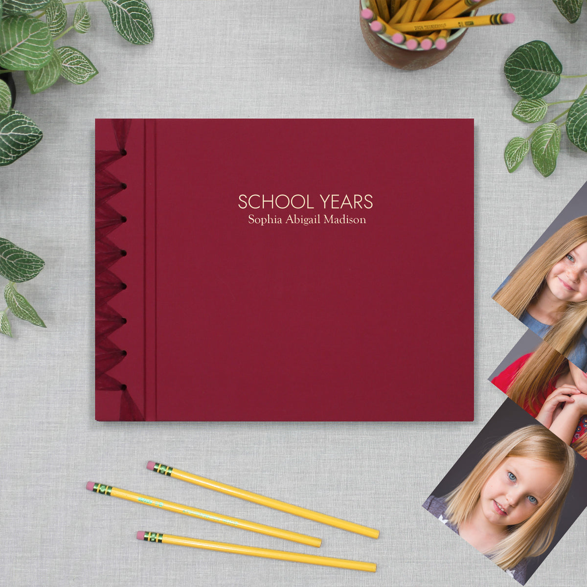 School Years Memory Album with Cranberry Red Cover