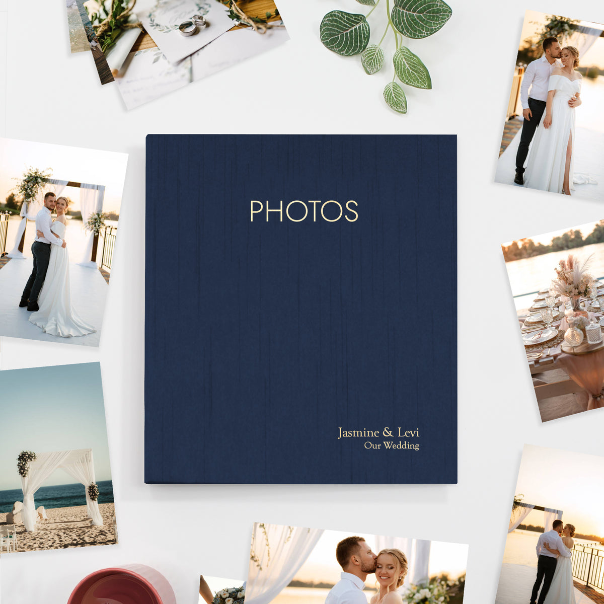 Large Photo Binder for 5x7 photos | Cover: Navy Blue Cotton | Available Personalized