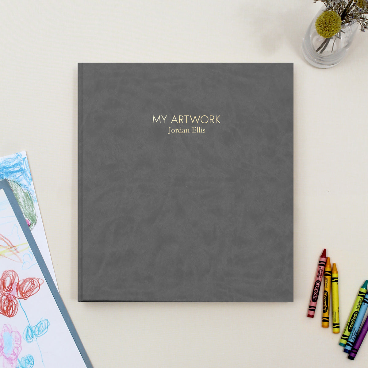 My Artwork Binder | Slate Gray Vegan Leather