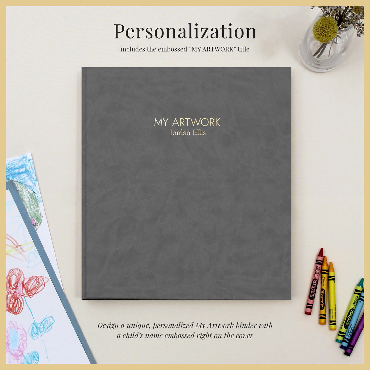 My Artwork Binder | Slate Gray Vegan Leather