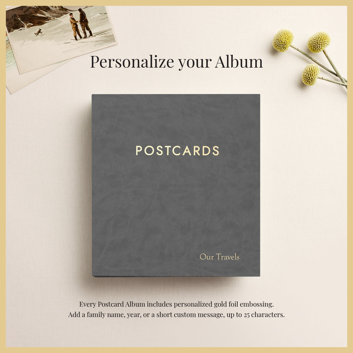 The Medium Postcard Album | Slate Gray Vegan Leather
