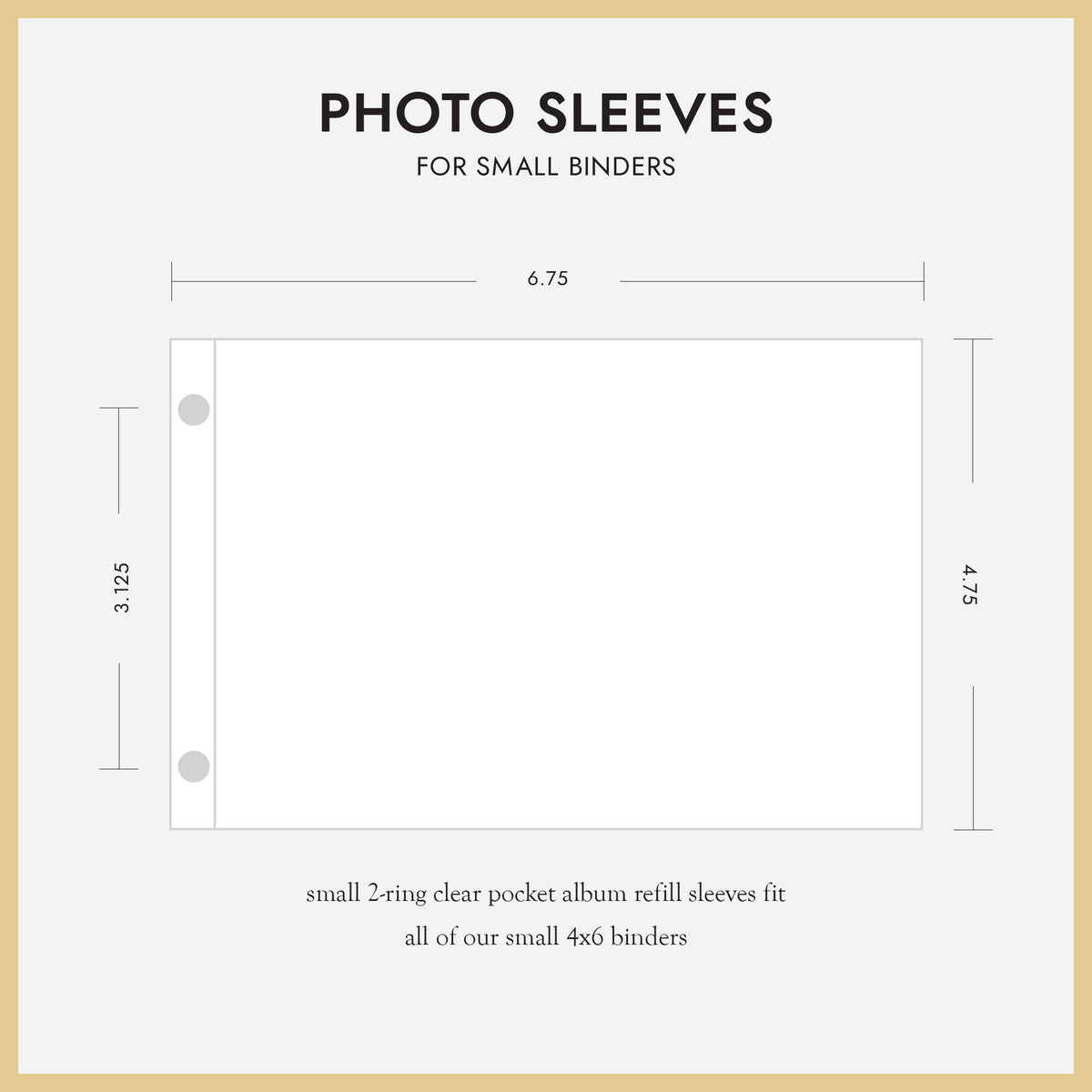 Small 2-Ring Clear Pocket Album Refill: 4x6