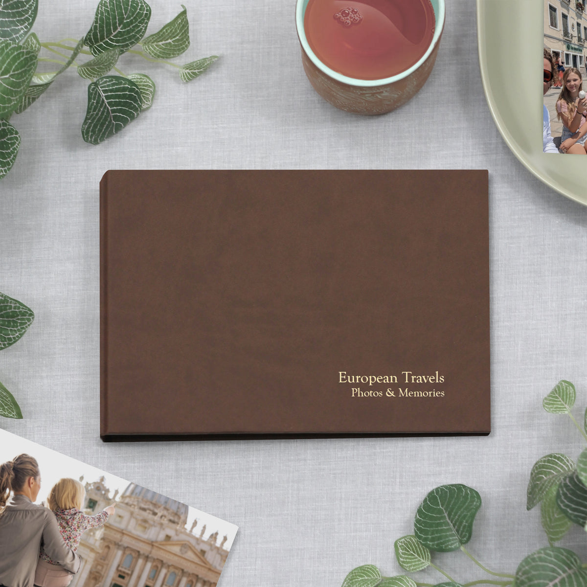 Small Photo Binder | for 5x7 Photos | with Mocha Vegan Leather Cover