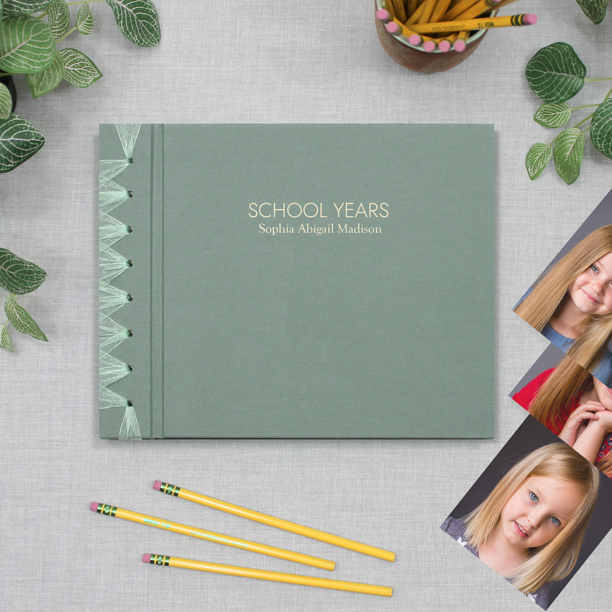 School Years Memory Album with Jade Green Cotton Cover