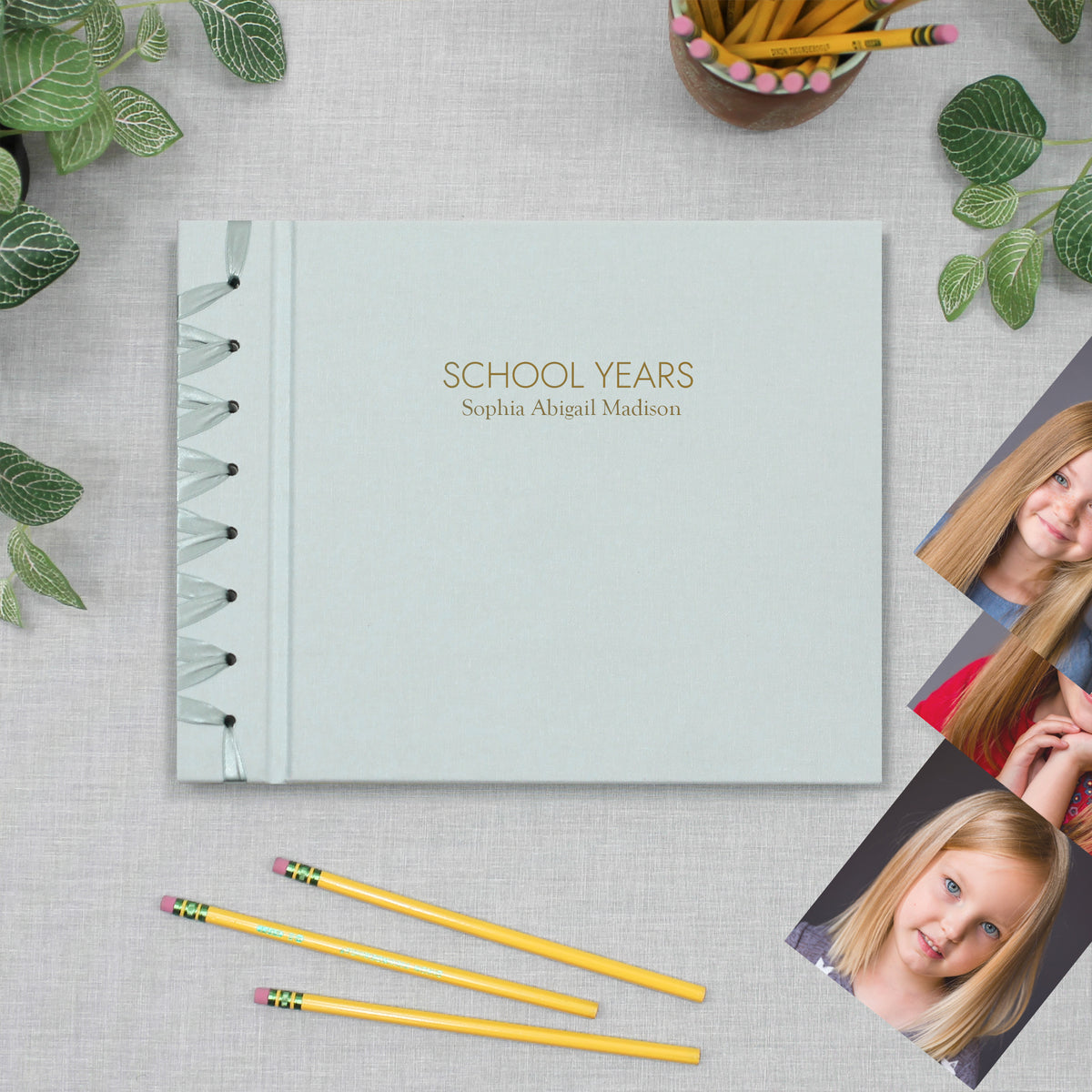 School Years Memory Album with Light Blue Cotton Cover