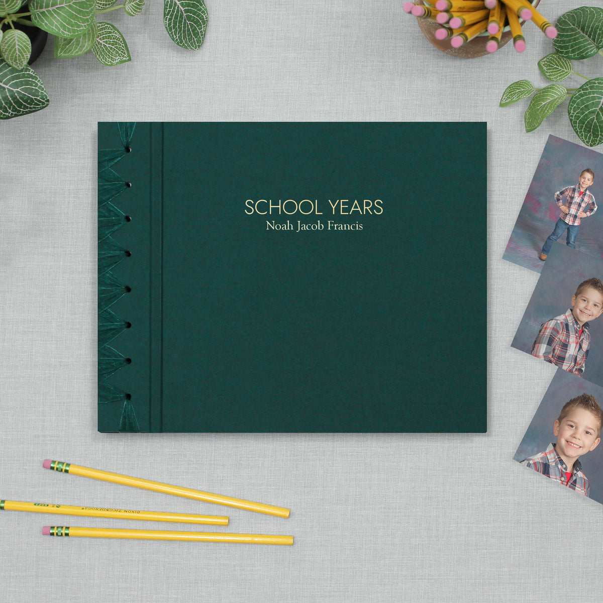 School Years Memory Album with Teal Cotton Cover