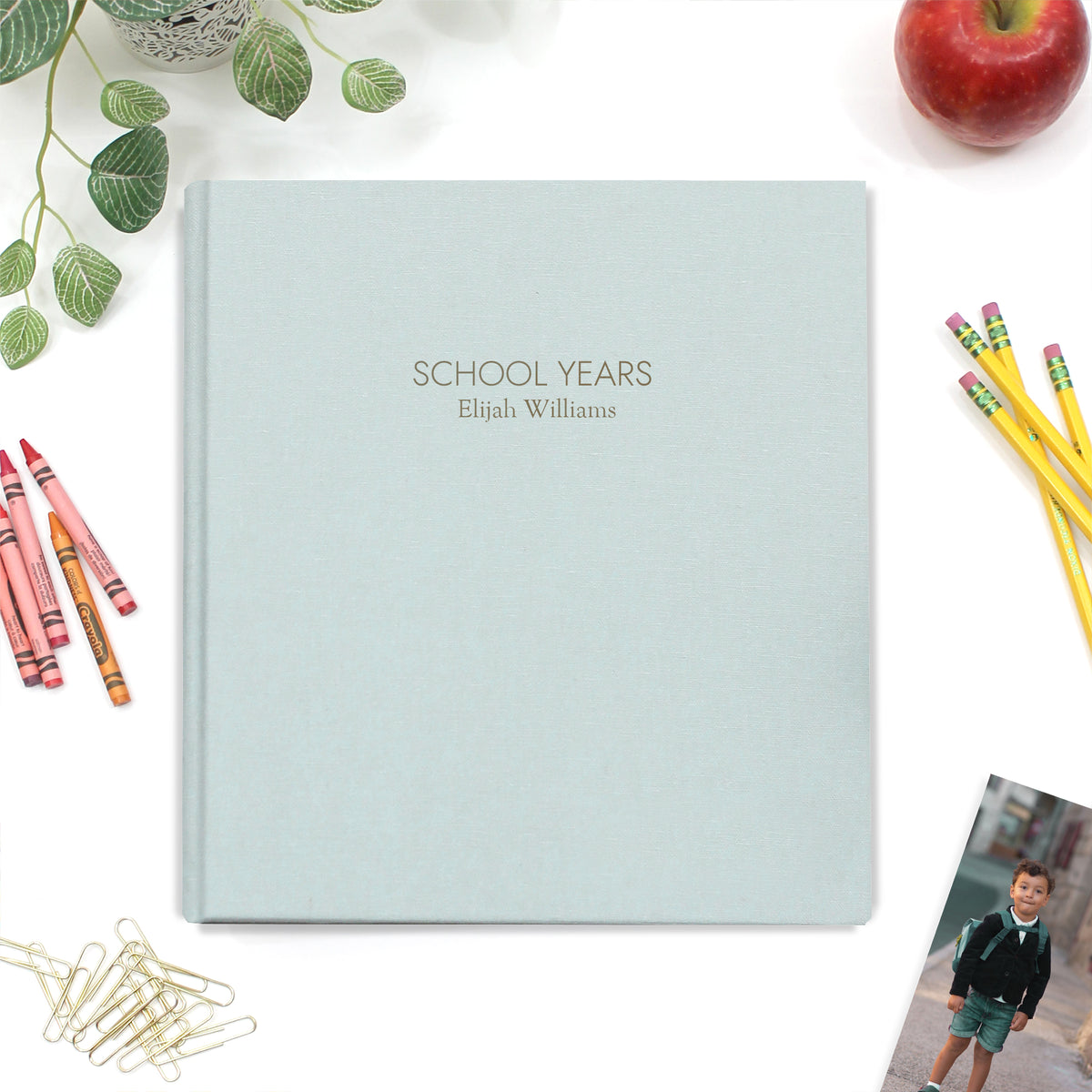 School Years Memory Binder with Light Blue Cotton Cover