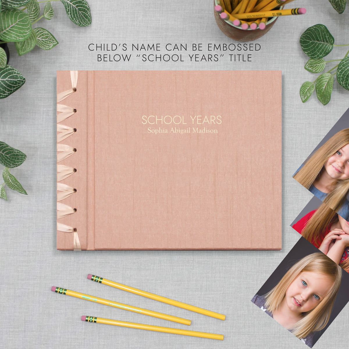 School Years Memory Album with Pink Silk Cover