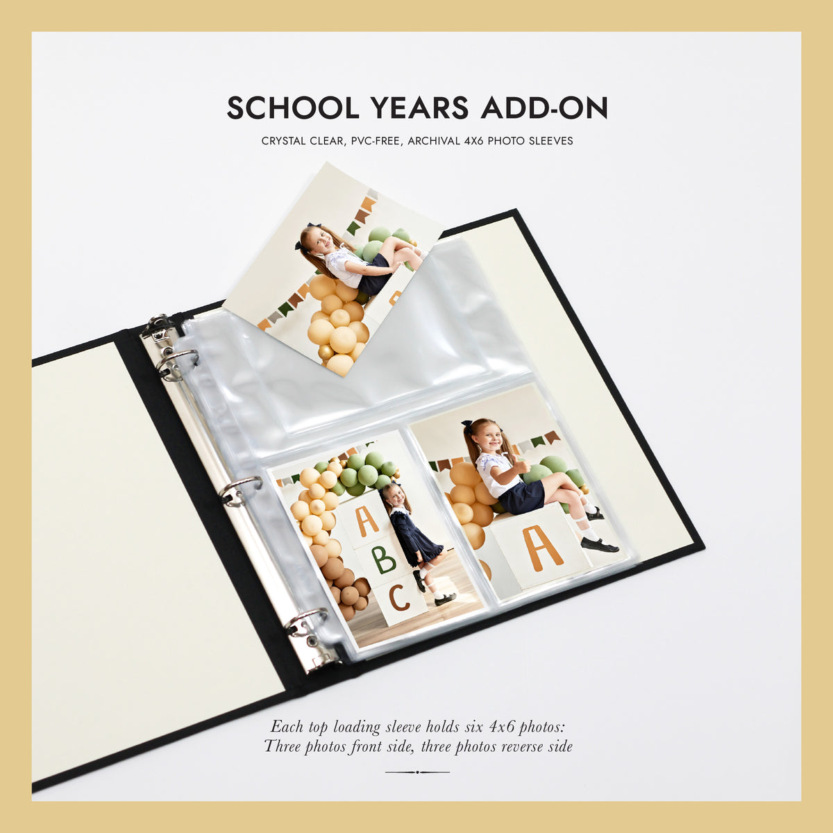 4x6 School Years Memory Binder Sleeves for 4x6 Photos Set Of 10