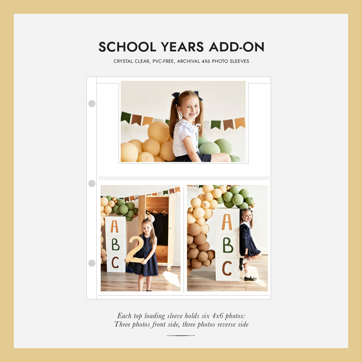 4x6 School Years Memory Binder Sleeves for 4x6 Photos Set Of 10