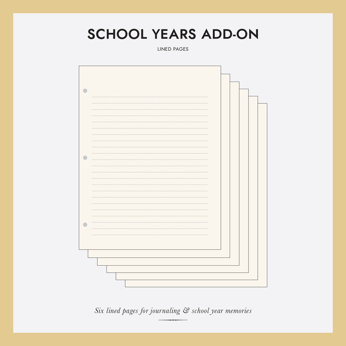 School Years Memory Binder Add-On Pages: 6 Lined Pages