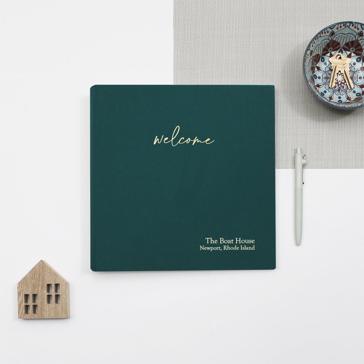 The Welcome Guestbook | Teal Blue Cotton