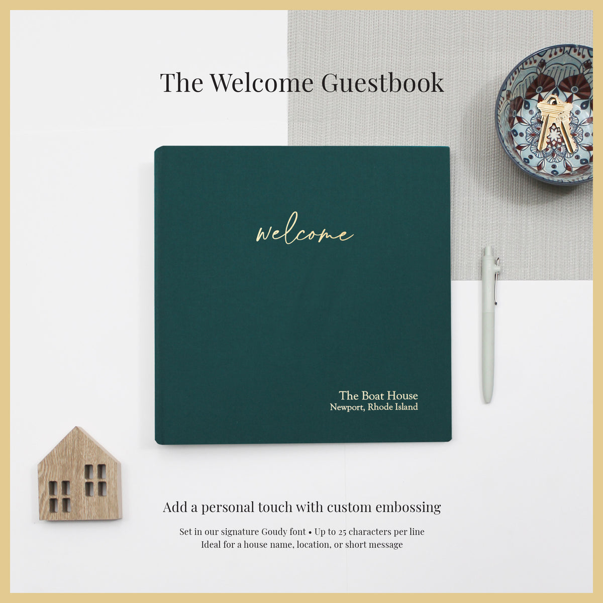 The Welcome Guestbook | Teal Blue Cotton