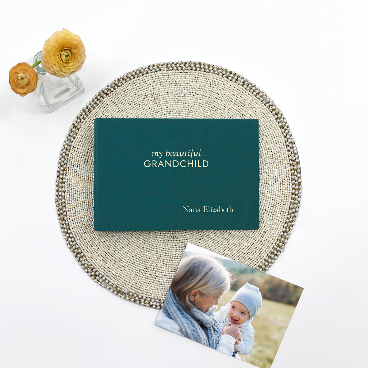 Grandma's Brag Book | My Beautiful Grandchild / Grandchildren | Teal Cotton Cover