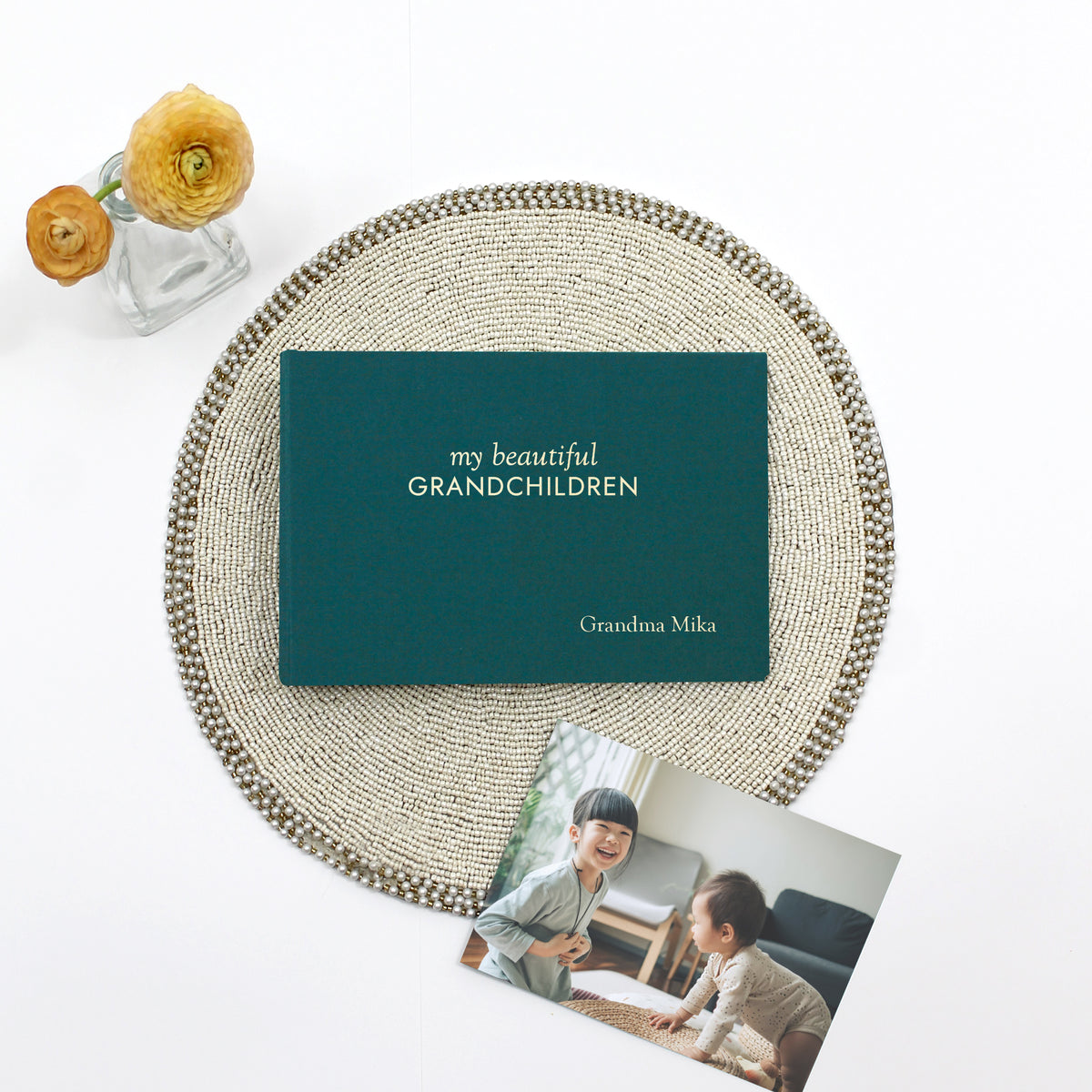 Grandma's Brag Book | My Beautiful Grandchild / Grandchildren | Teal Cotton Cover
