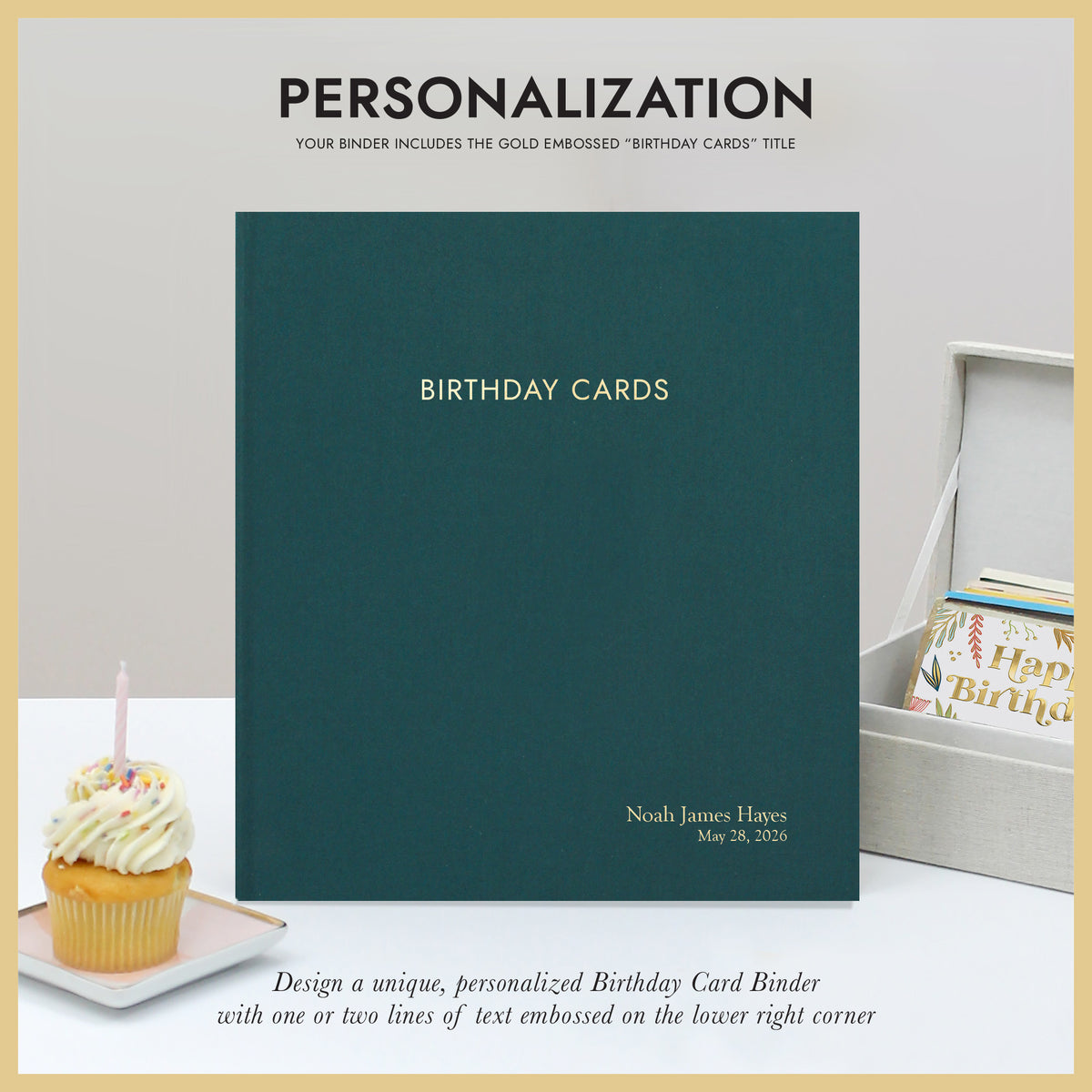 The Birthday Card Binder | Teal Blue Cotton