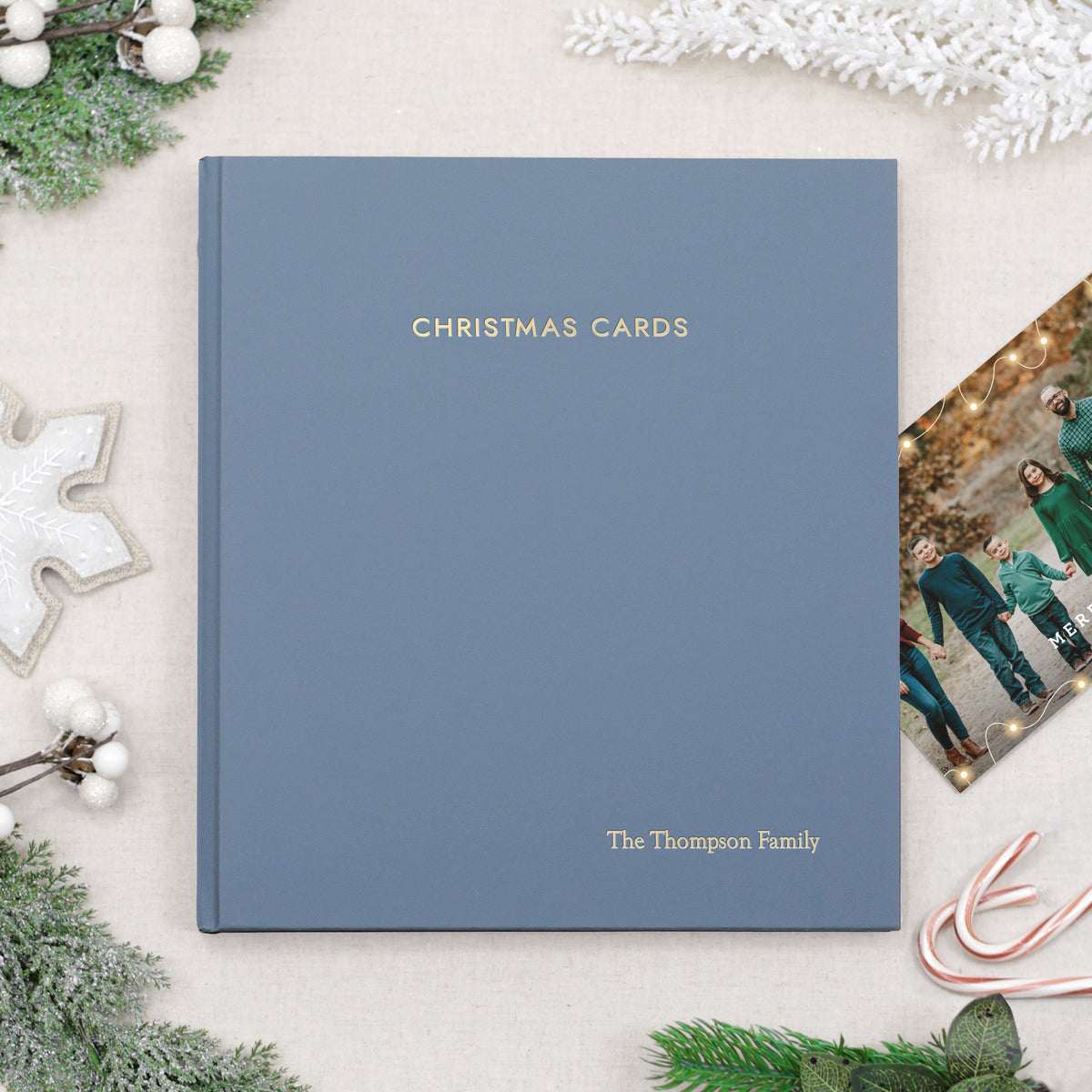 Christmas Card Album | Cover: Ocean Blue Vegan Leather | Available Personalized