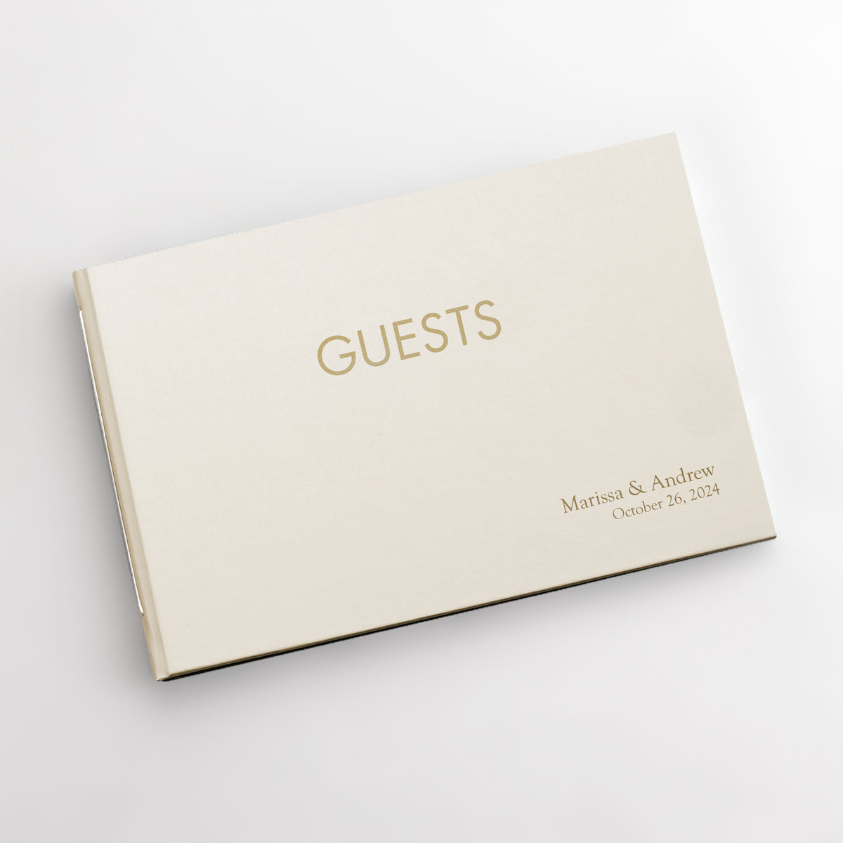 Guestbook Embossed with “Guests” | Cover: Pearl Vegan Leather | Available Personalized
