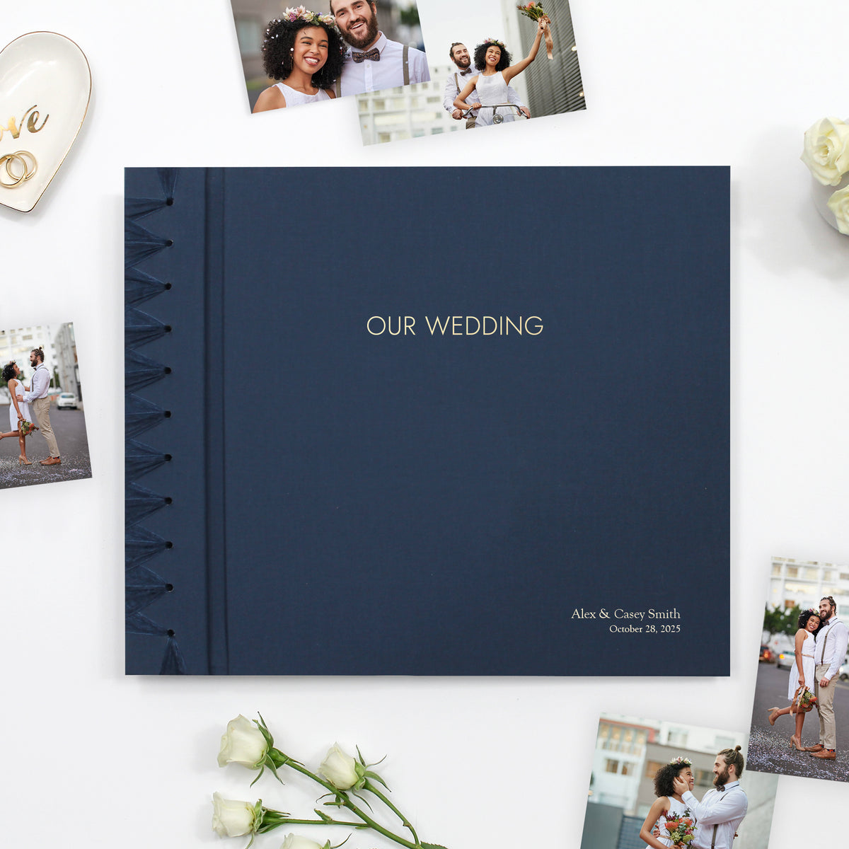 Wedding Album [12.5 x 14.75] Cover: Navy Blue Cotton | Available Personalized