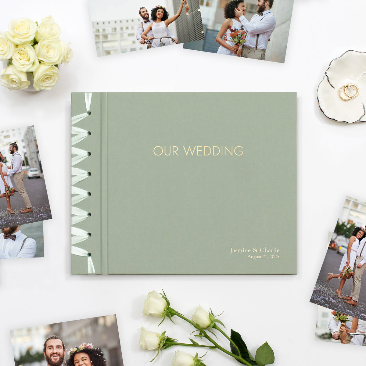 Wedding Album 9 x 12 | Sage Green Cotton Cover