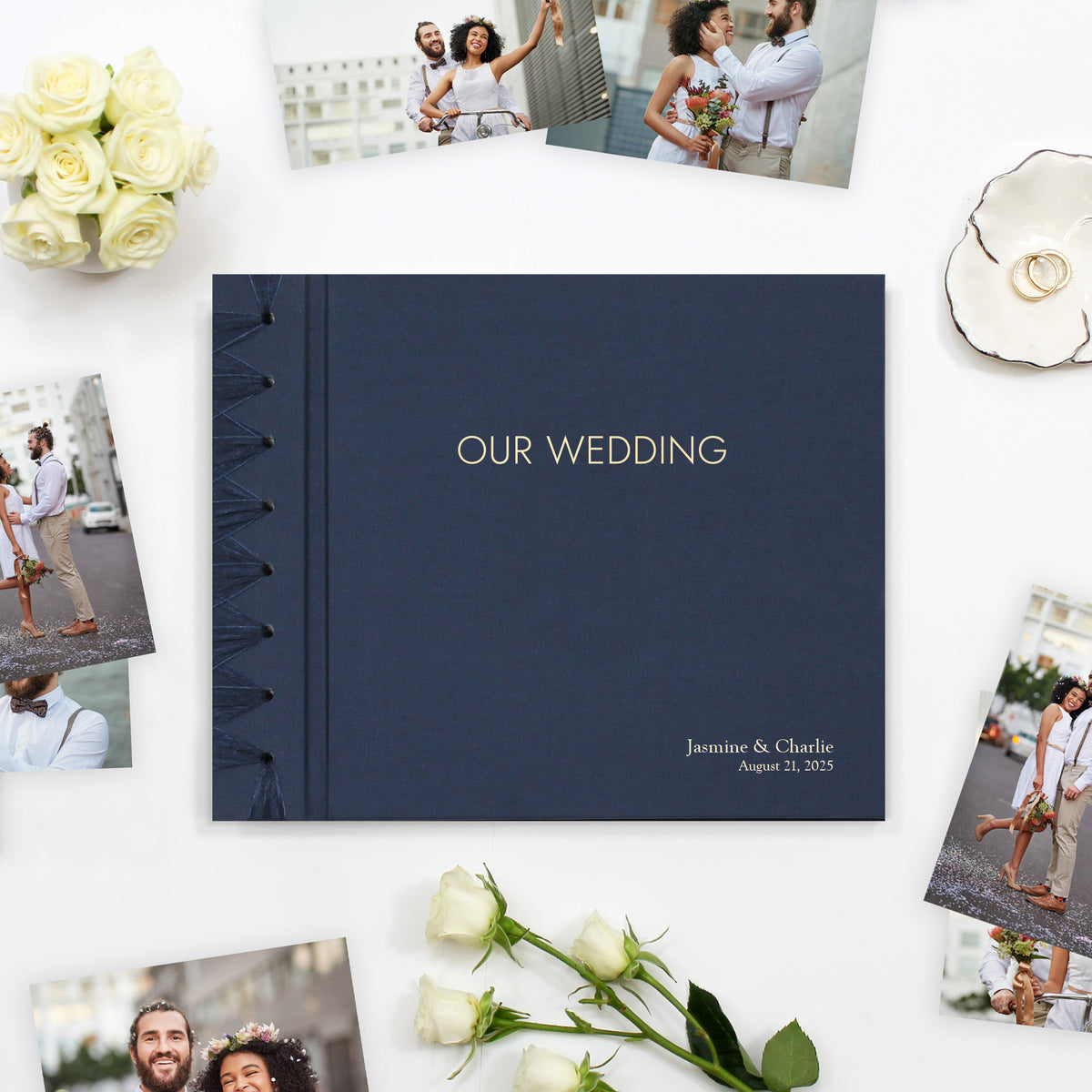 Wedding Album [9 x 11.25] with Navy Blue Cotton Cover
