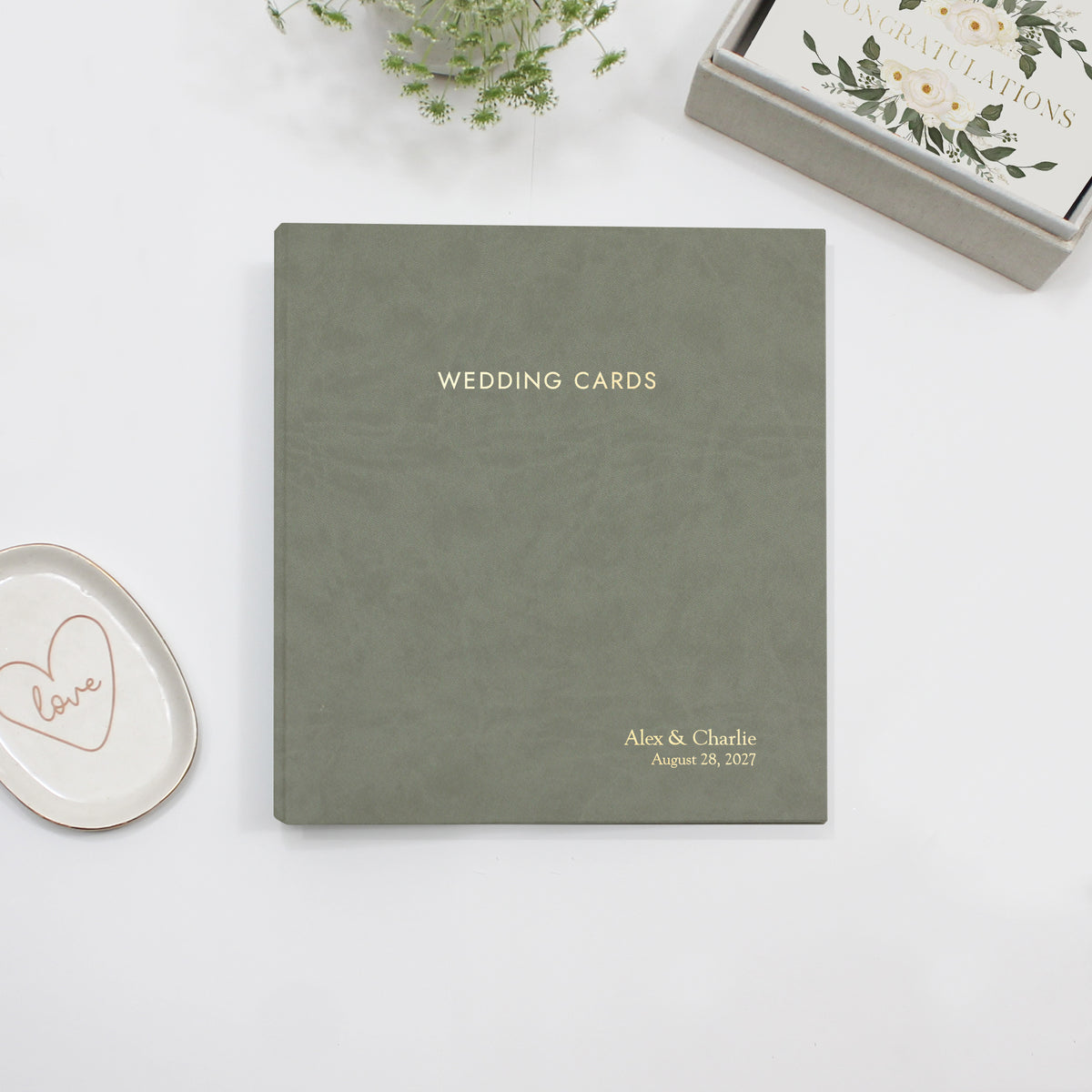 The Wedding Card Album | Moss Green Vegan Leather