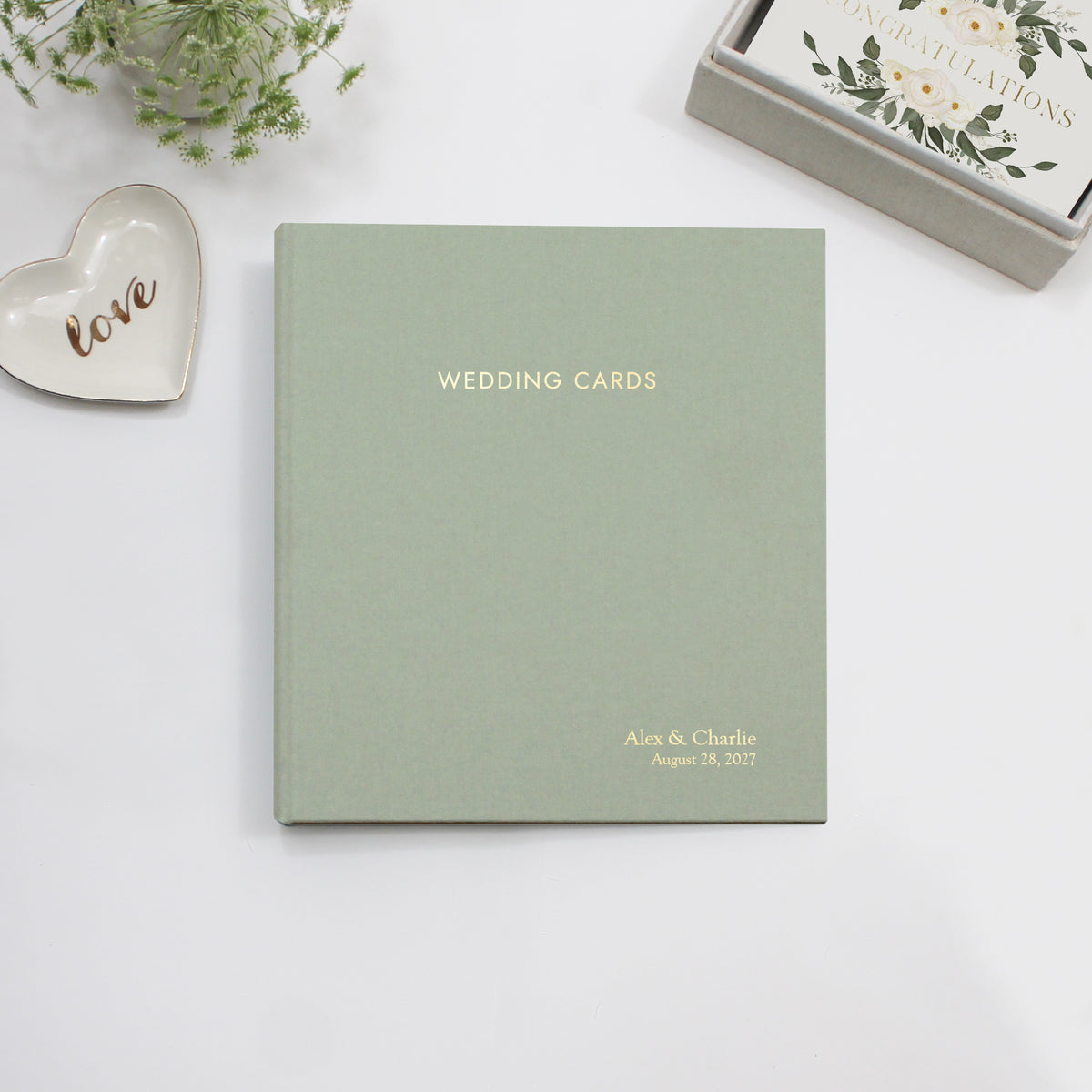 The Wedding Card Album | Sage Green Cotton