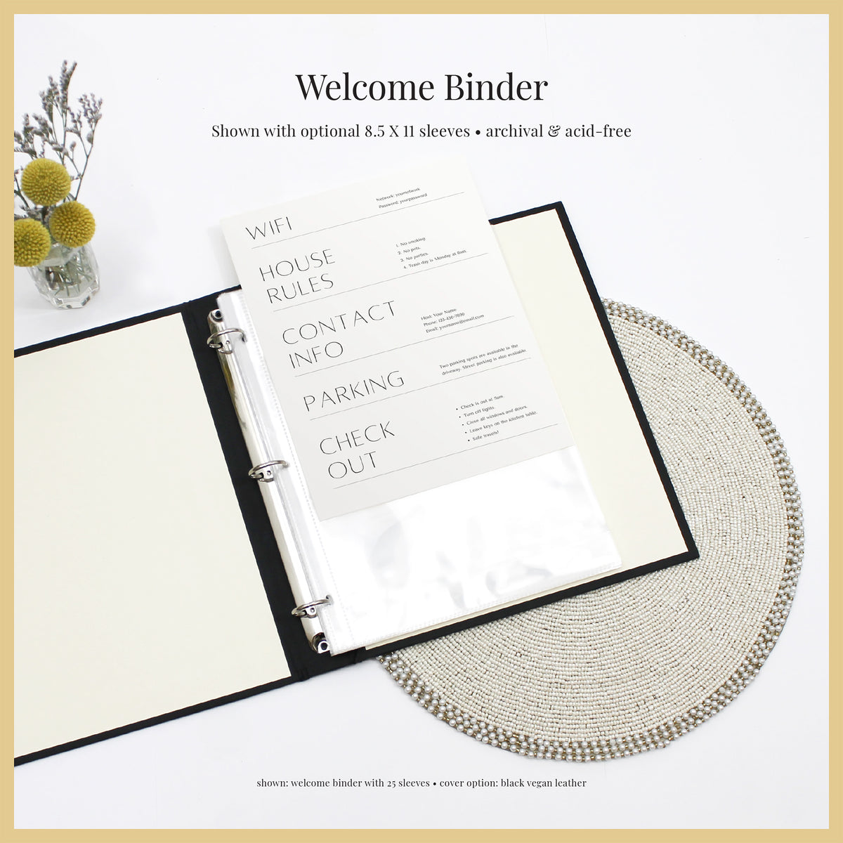 The Welcome Binder | Ocean Blue Vegan Leather