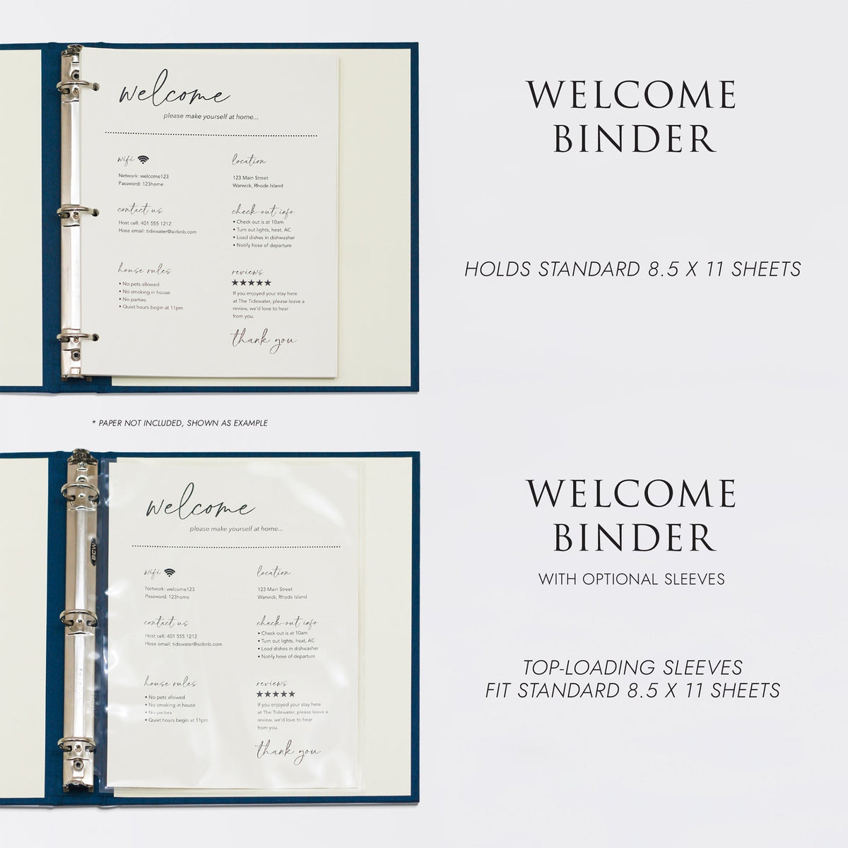 Welcome Binder with Pearl Vegan Leather | Home | Air BNB
