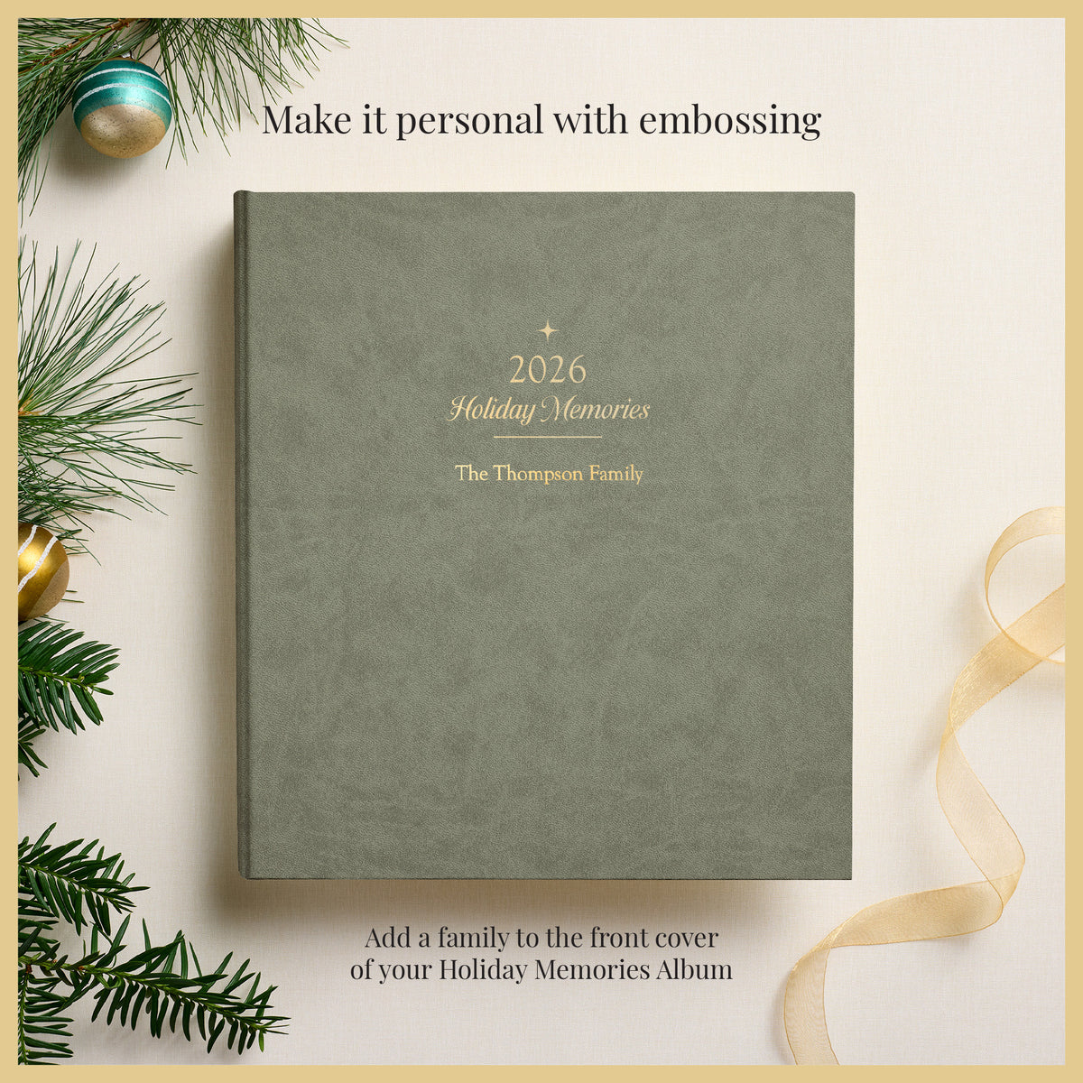 The 2026 Holiday Memory Album | Moss Green Vegan Leather