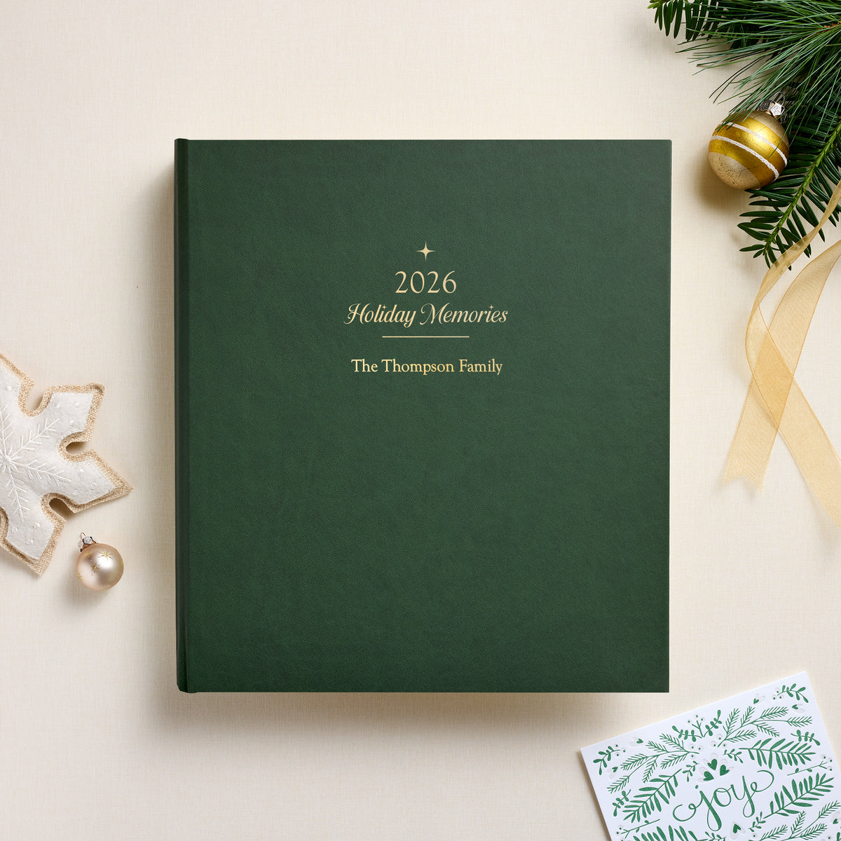 The 2026 Holiday Memory Album | Pine Green Vegan Leather
