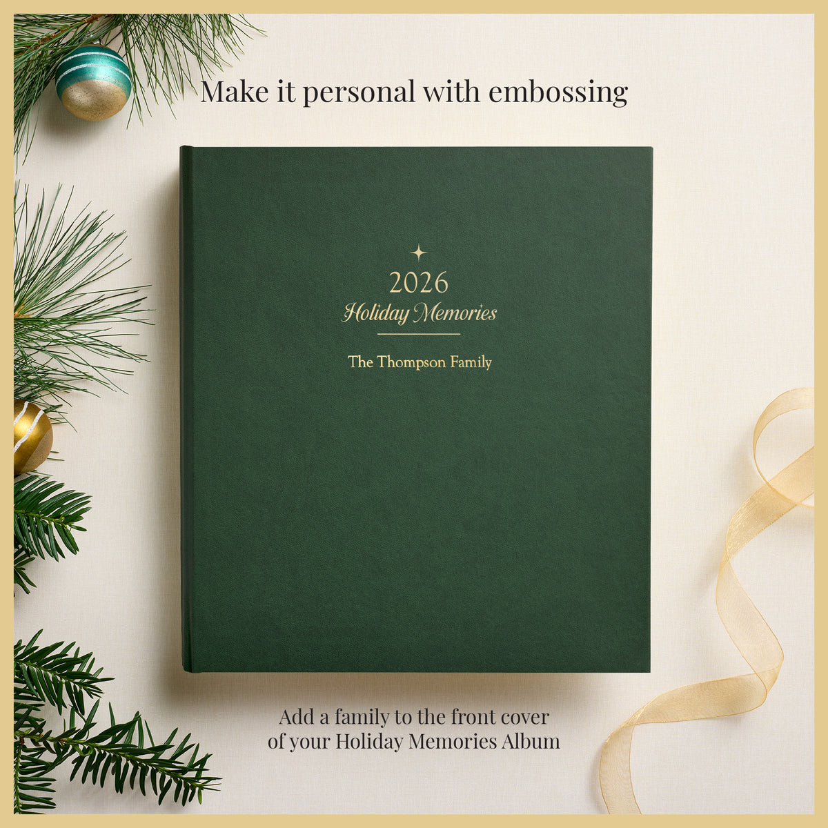 The 2026 Holiday Memory Album | Pine Green Vegan Leather
