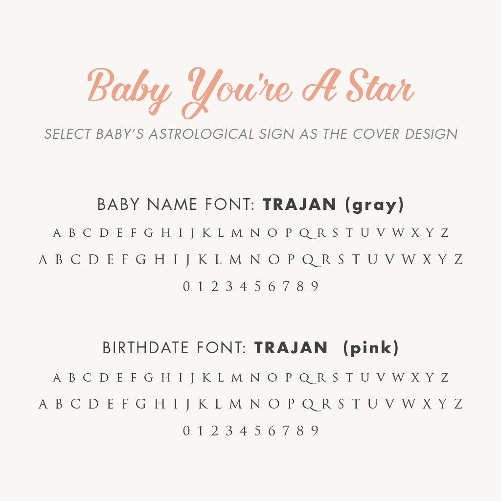 Baby&#39;s First Book | Printed Cover: Zodiac Stars (Pink) | Available Personalized