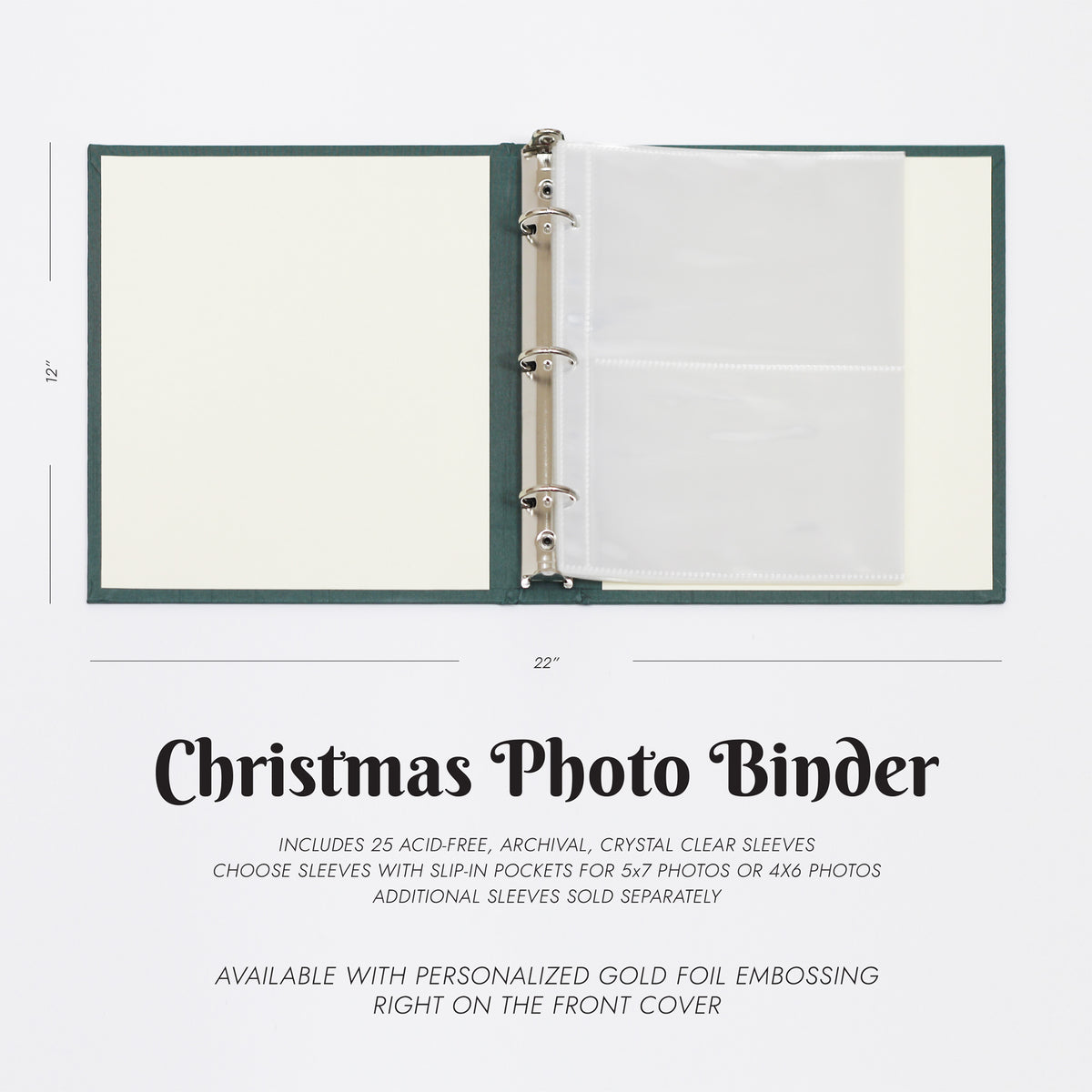 Large Christmas Photo Binder with Champagne Silk Cover for 4x6 or 5x7 Photos