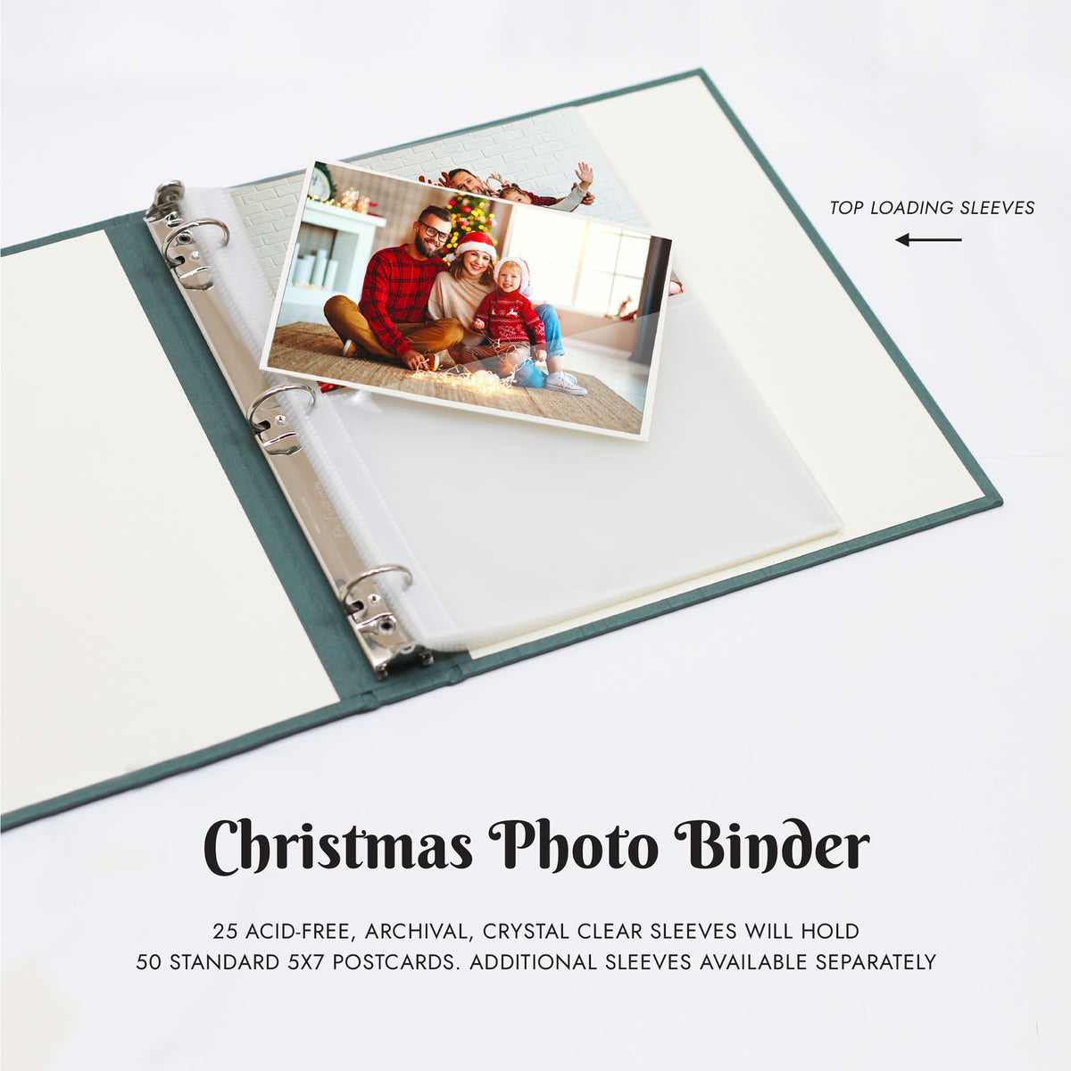 Large Christmas Photo Binder with Natural Linen Cover for 4x6 or 5x7 Photos