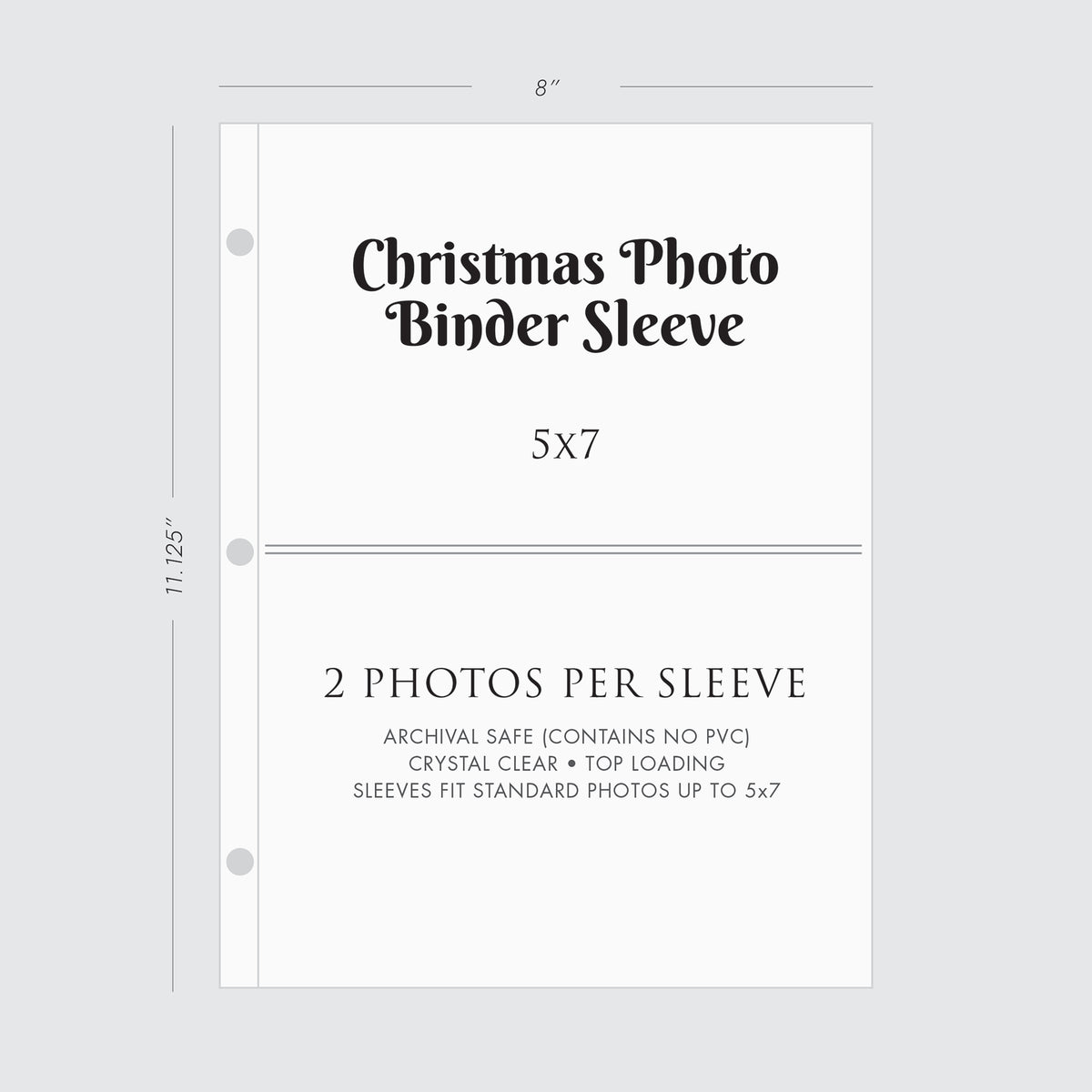 Large Christmas Photo Binder with Pine Vegan Leather Cover for 4x6 or 5x7 Photos