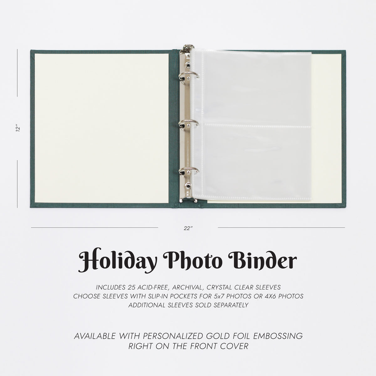 Large Holiday Photo Binder with Red Vegan Leather Cover for 4x6 or 5x7 Photos