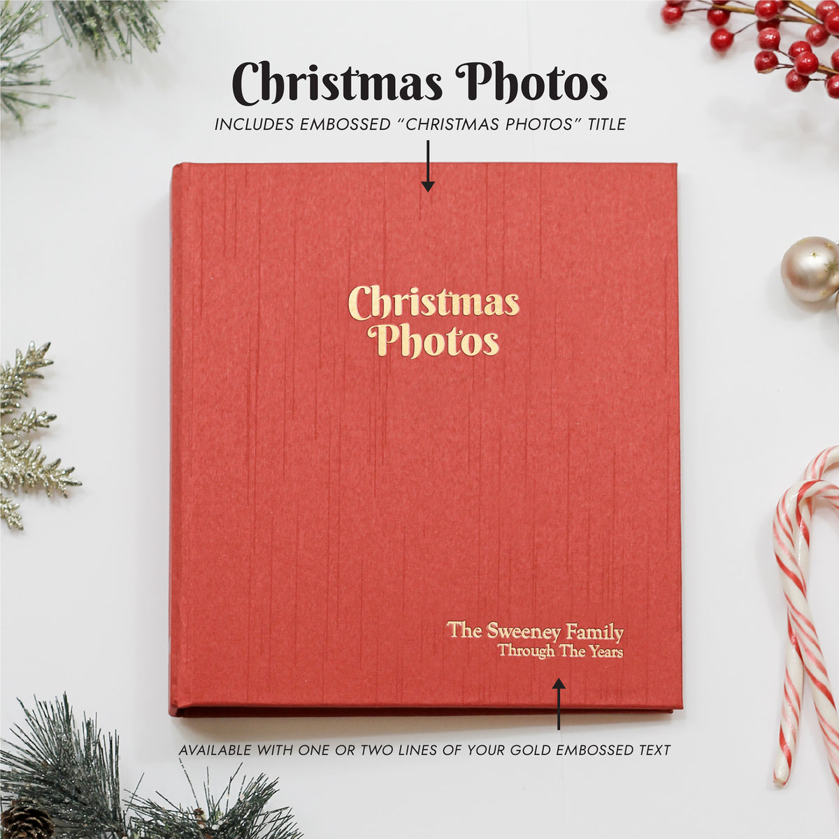 Medium Christmas Photo Binder with Garnet Silk Cover for 4x6 Photos