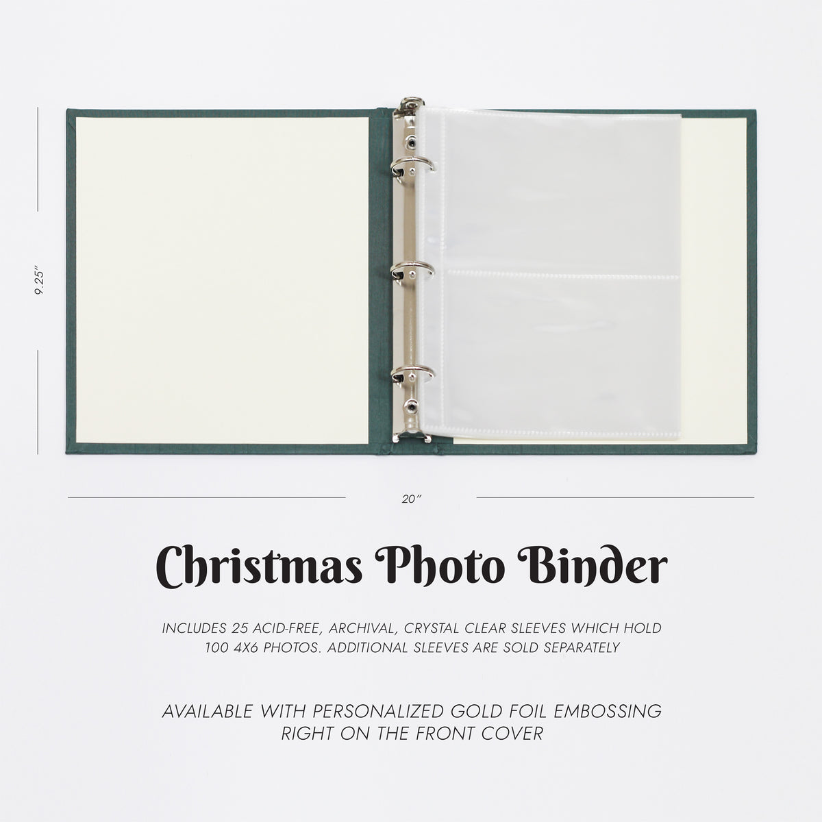 Medium Christmas Photo Binder with Champagne Silk Cover for 4x6 Photos