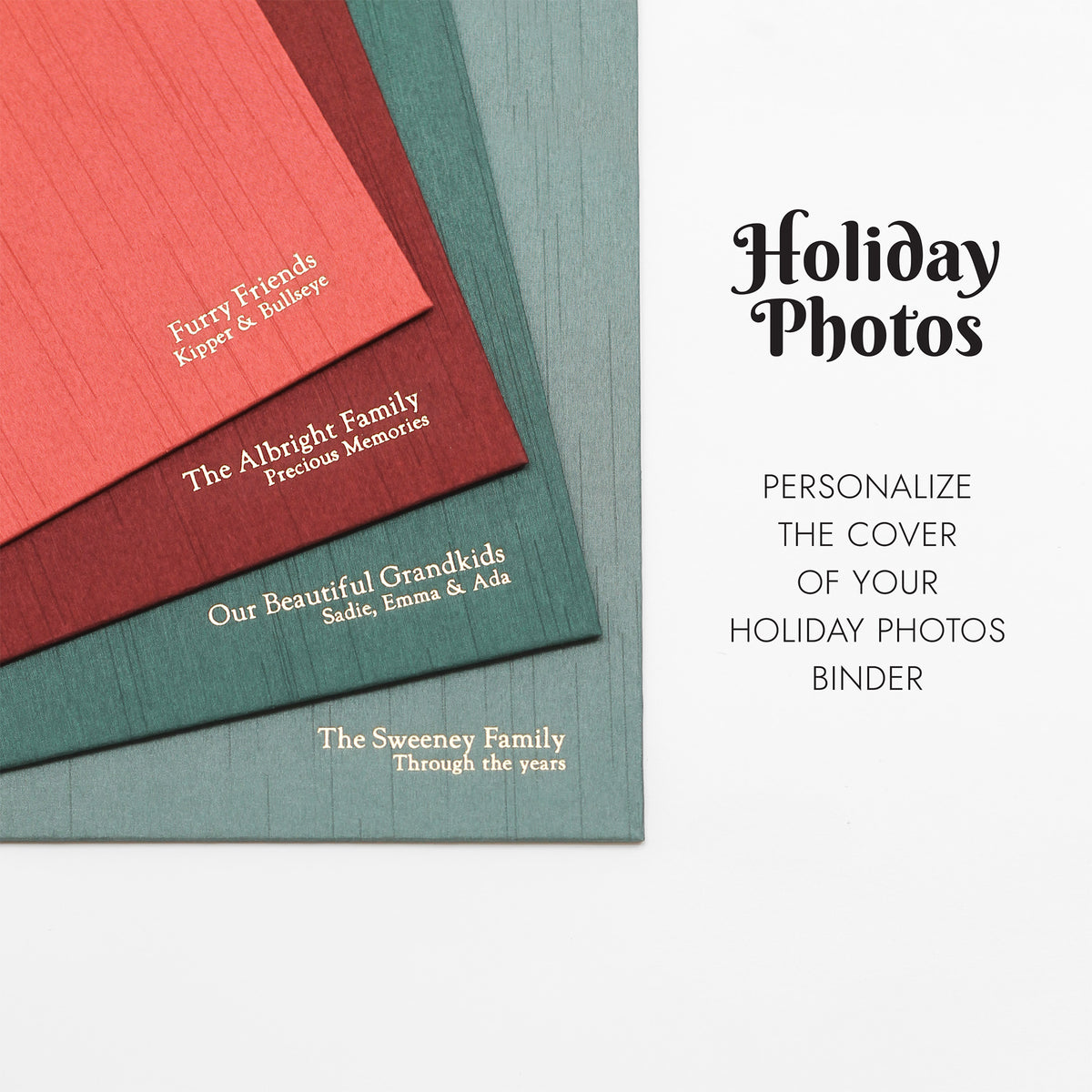 Medium Holiday Photo Binder with Jade Silk Cover for 4x6 Photos