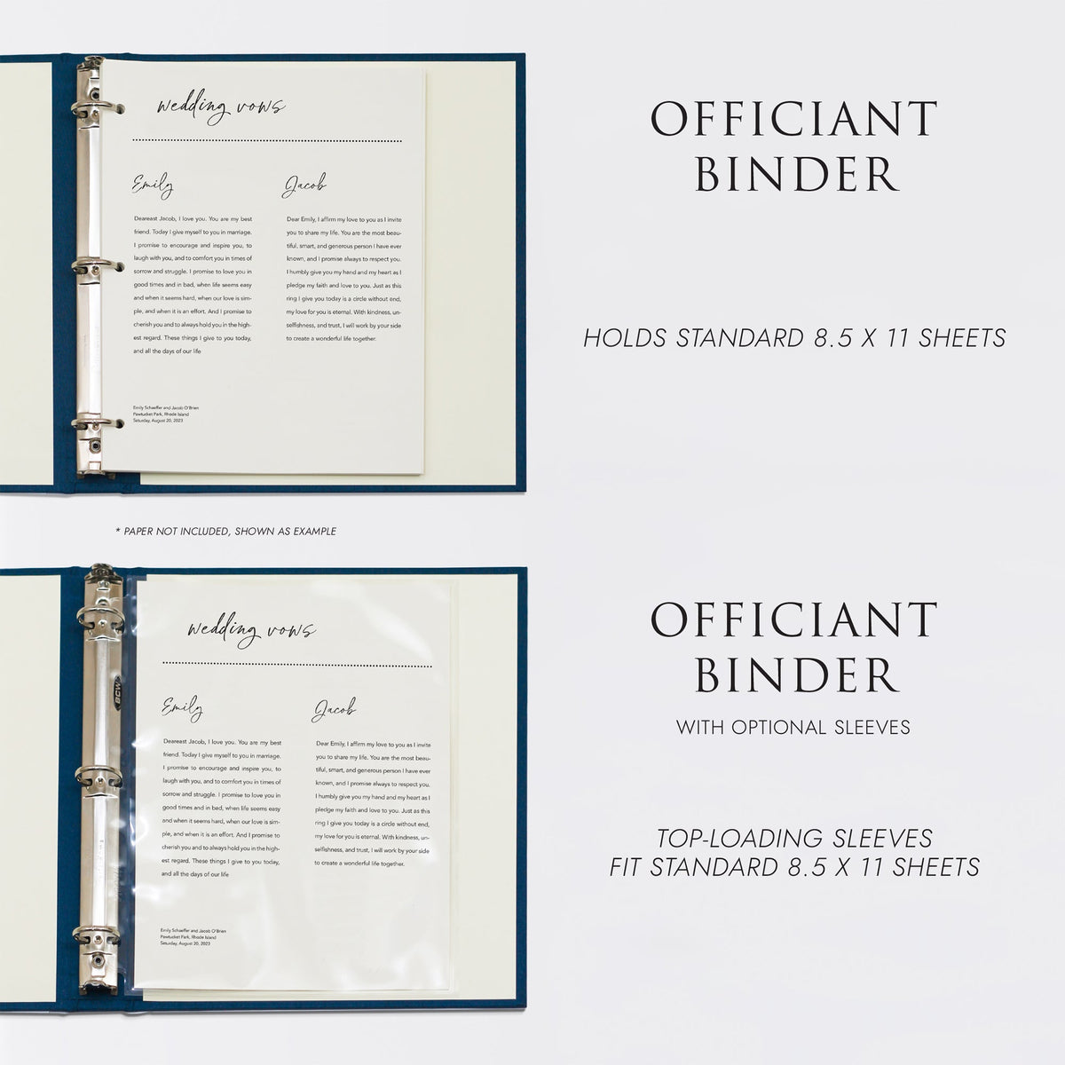 Officiant Binder with Indigo Vegan Leather Cover
