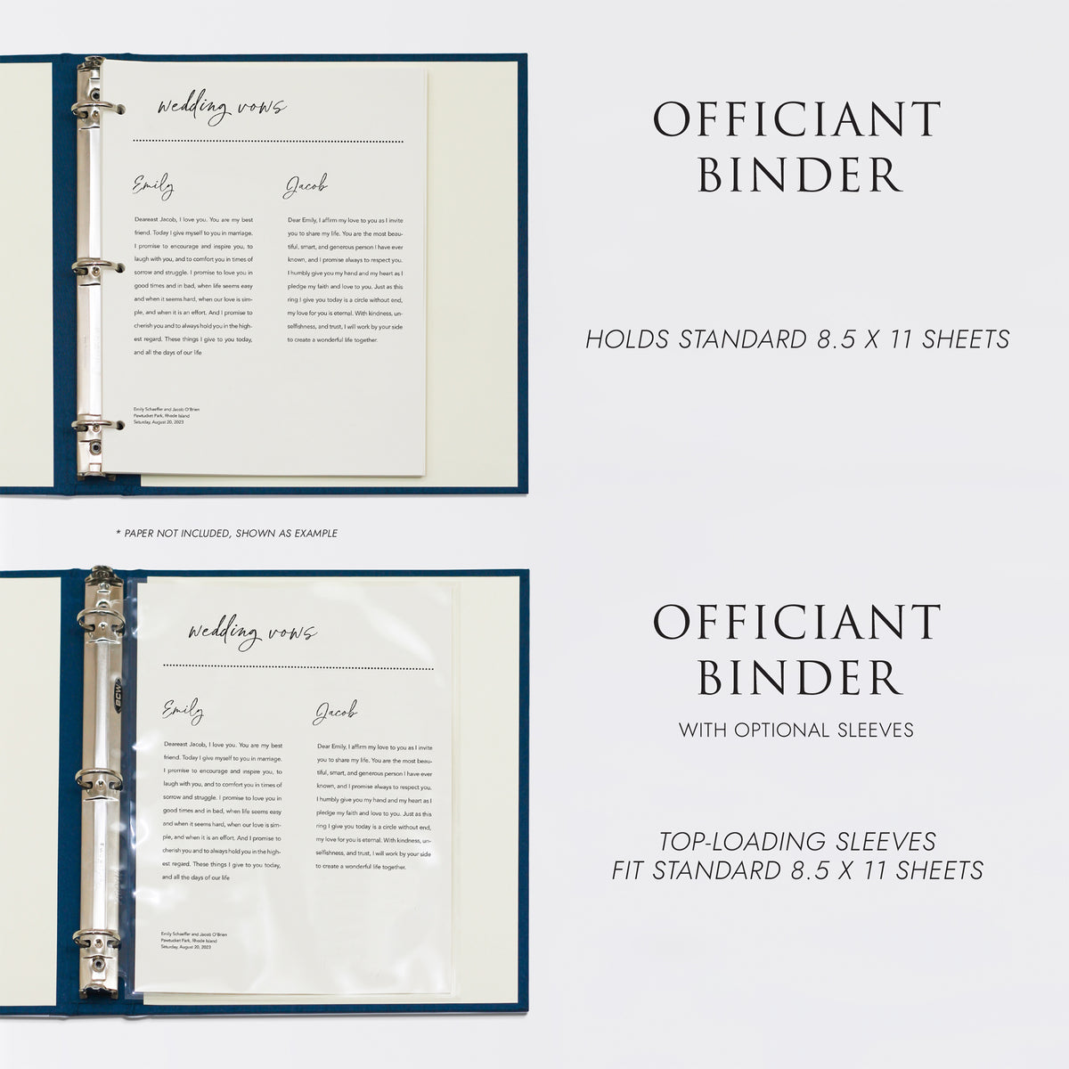Officiant Binder | Cover: Navy Blue Cotton | Available Personalized
