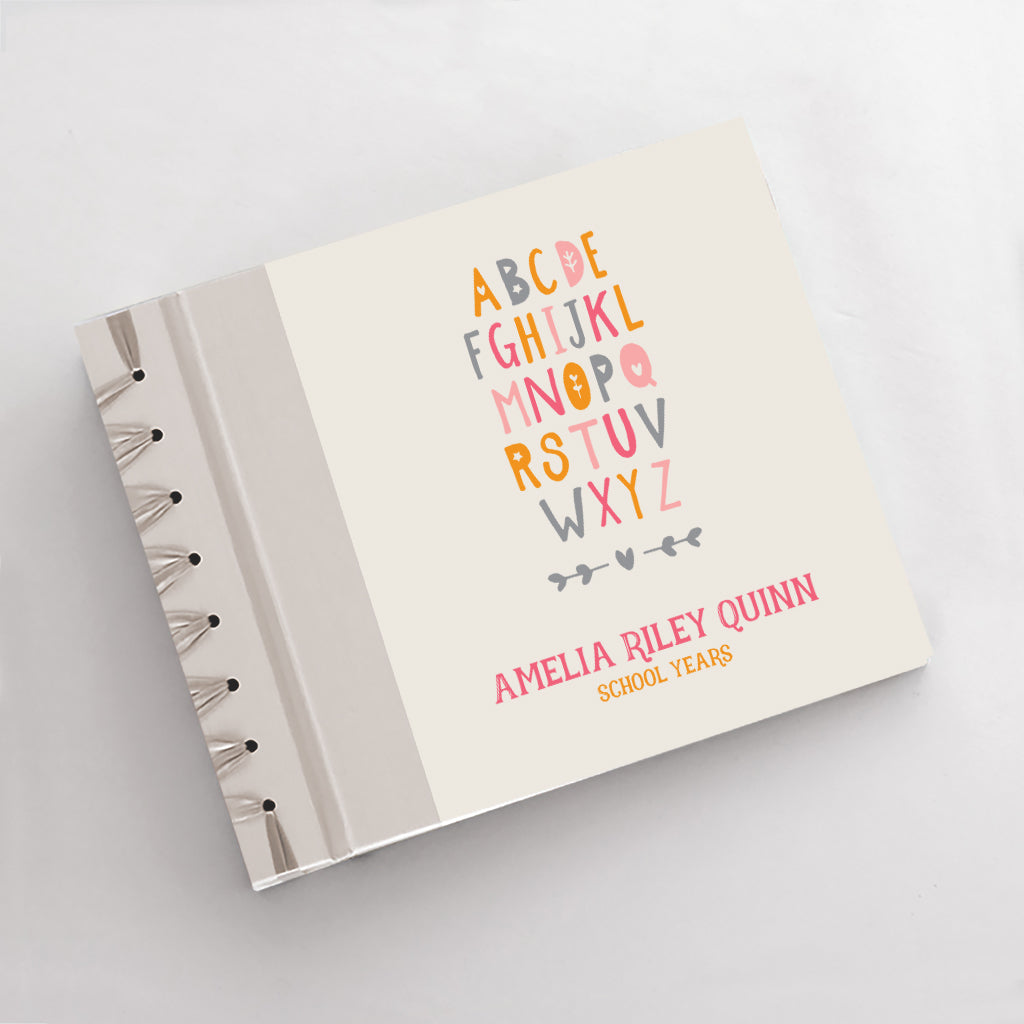 School Years Album | Printed Cover: Alphabet (Pink Orange) | Available Personalized